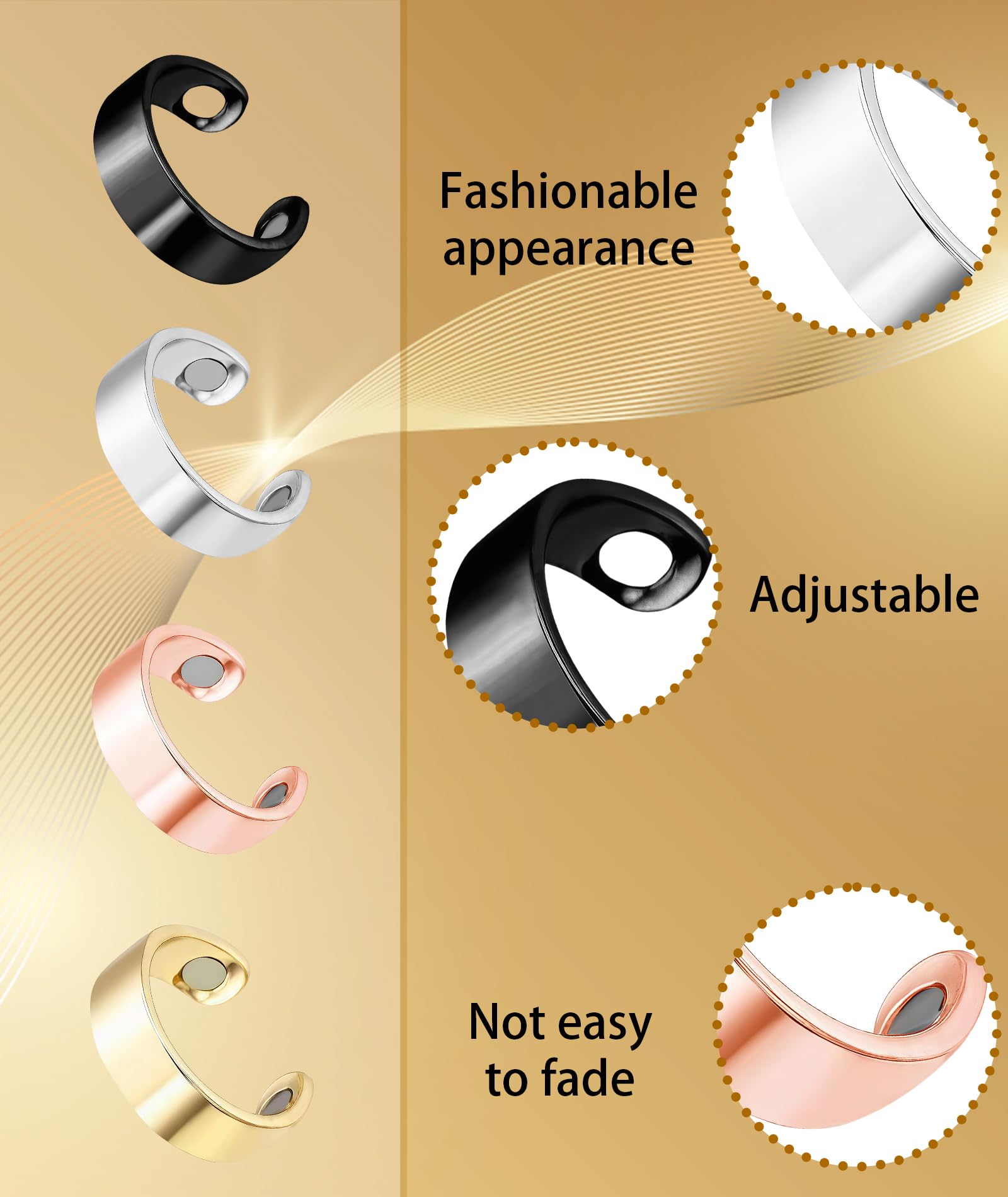 4 PCS Sugar Control Ring, Adjustable Magnetic Rings for Men and Women, Rings for Set for and Fashion - Image 3 thumbnail