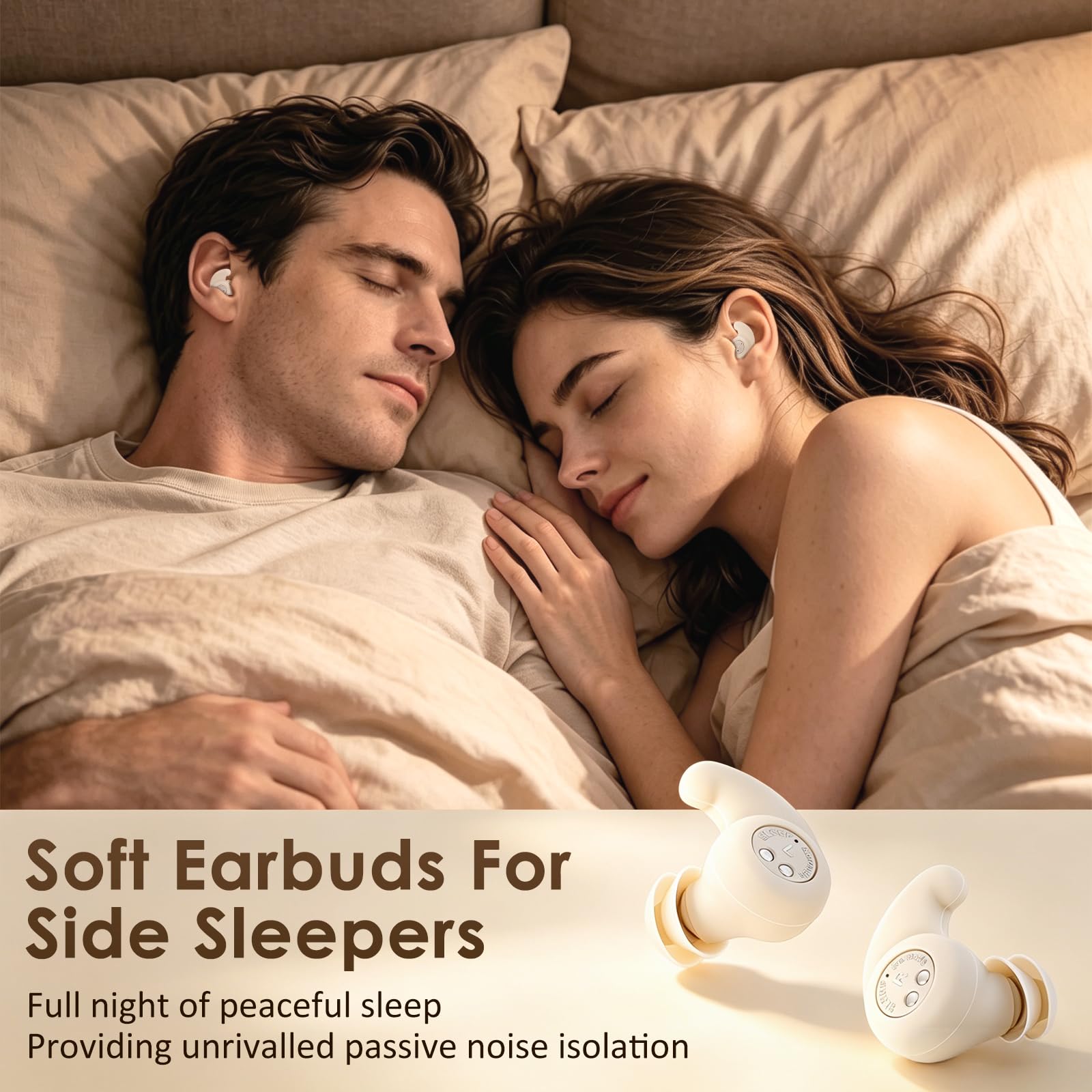 Novonell Snooze Pods Pro, auriculares para dormir, Bluetooth 6.0, mini auriculares para dormir con lámpara antibacteriana para dormir de lado, auriculares para dormir, bloquean los ronquidos, batería