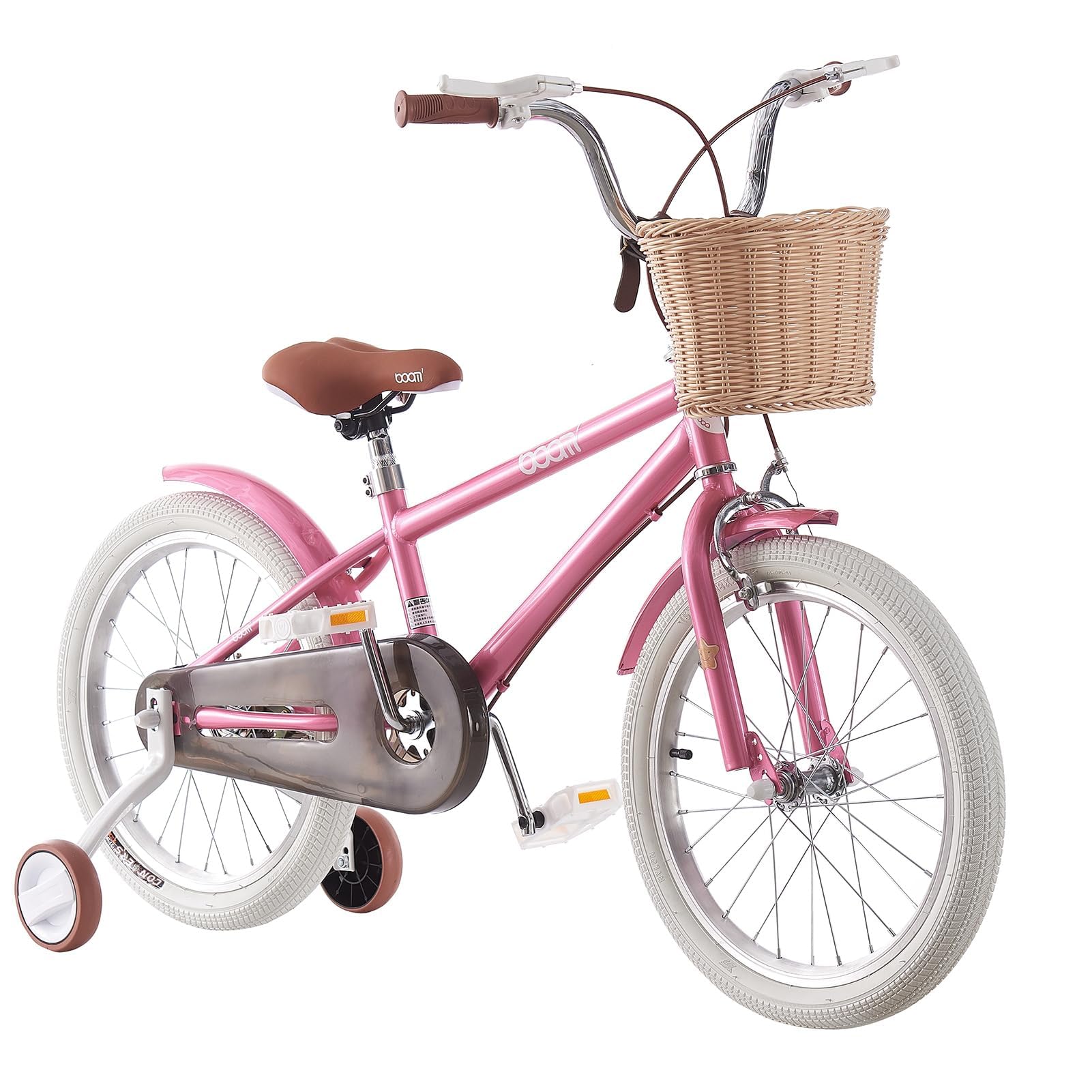 BSTSEL Kids Bike 12" 14" 16" 18" 20" 22“ Pink Baby Girls Children Bicycle with Basket, Rear Bracket, Silent Stabilizers and Double Brakes Ages 5-12 Years Old 16-20 inch Girls Bike Gift (12 inch)