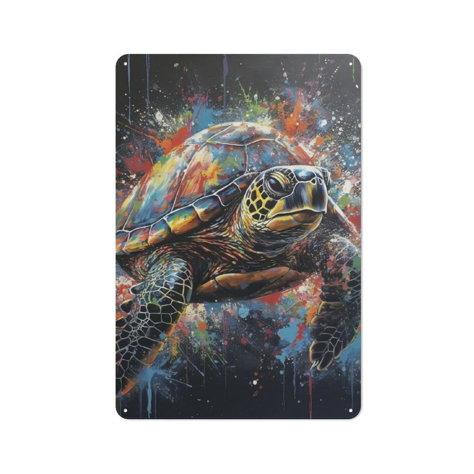 Junmoney Turtle Painting Metal Plaque 30X20cm With For Garage Wall, Retro Decor, For Themed Interiors In Garages And Workshops
