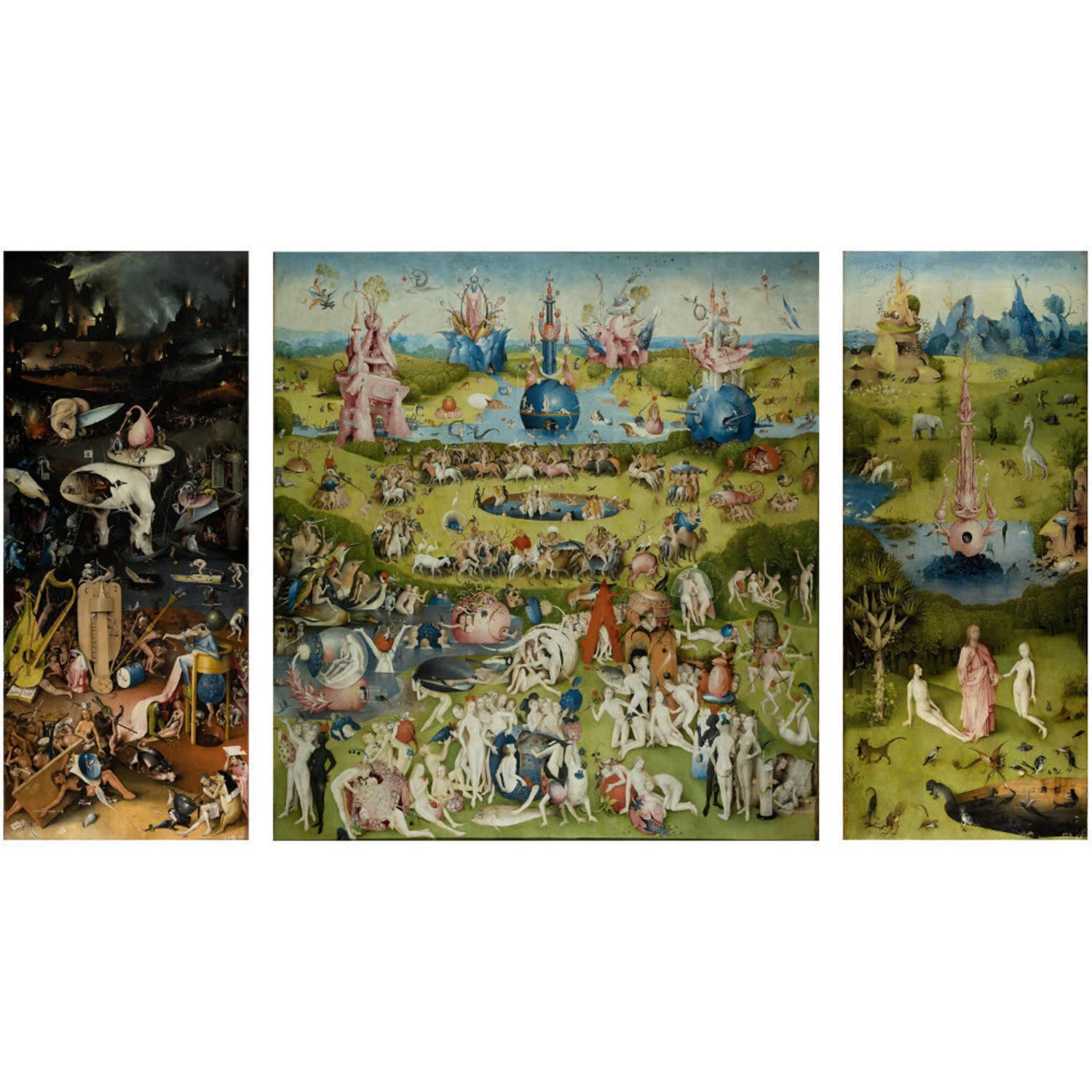 Niik Quadro + Telaio (BC) Hieronymus Bosch Trittico del giardino delle delizie 119 x 68 x 1,7 cm falso d' autore stampa su tela