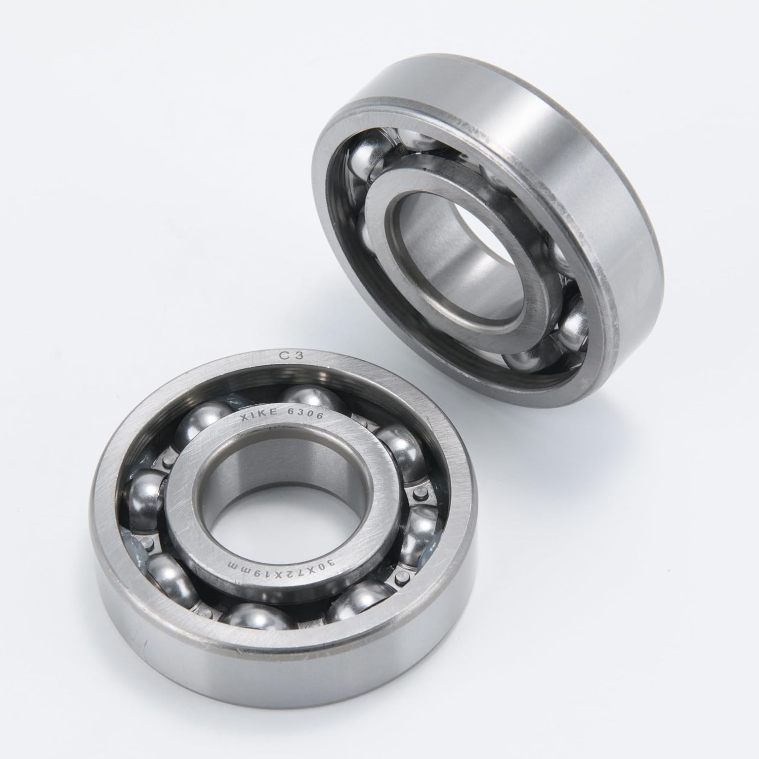 XiKe 2pcs 6306-C3 Deep Groove Ball Bearing ID 30 x OD 72 x Width 19mm,Open Style Seal with Clearance C3,Used for Low-power Electric Motors,Automobile and Tractor Gearboxes,General Machines, Tools, Etc