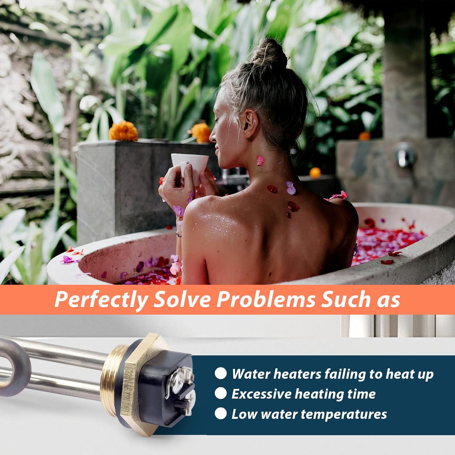 2Pack HE 55220 Titanium Water Heater Element Replacement for Ecosmart ECO POU 6 ECO 8 ECO 11 Smart Electric Tankless Water Heater Heating Element 5.5KW 220 V/6KW 240 V