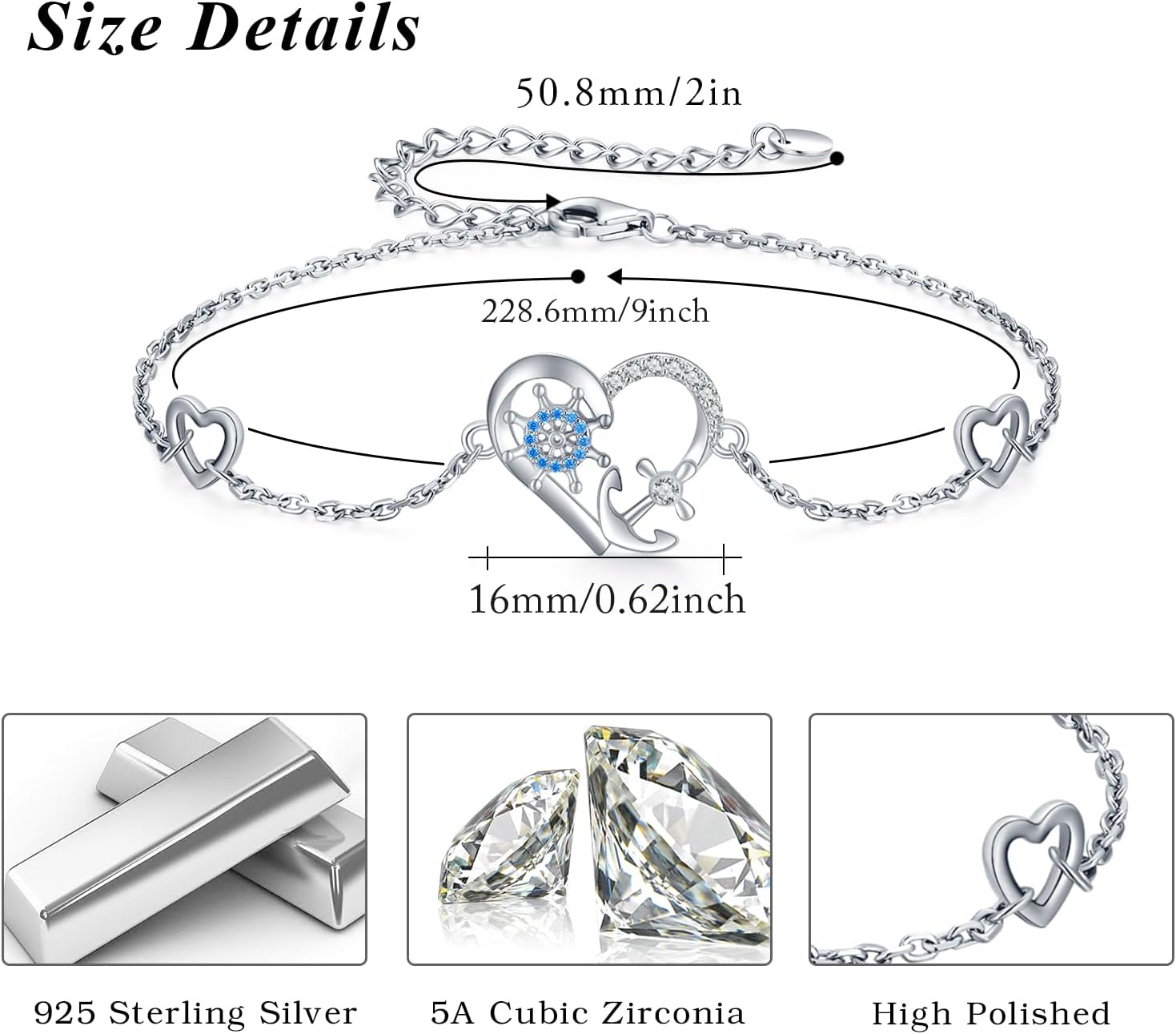 MEDWISE Multicolor Anchor Ankle Bracelets 925 Sterling Silver Anchor Jewelry Adjustable Anklet Summer Beach Jewelry for Daughter Women Wife Mom Christmas Gifts 2025