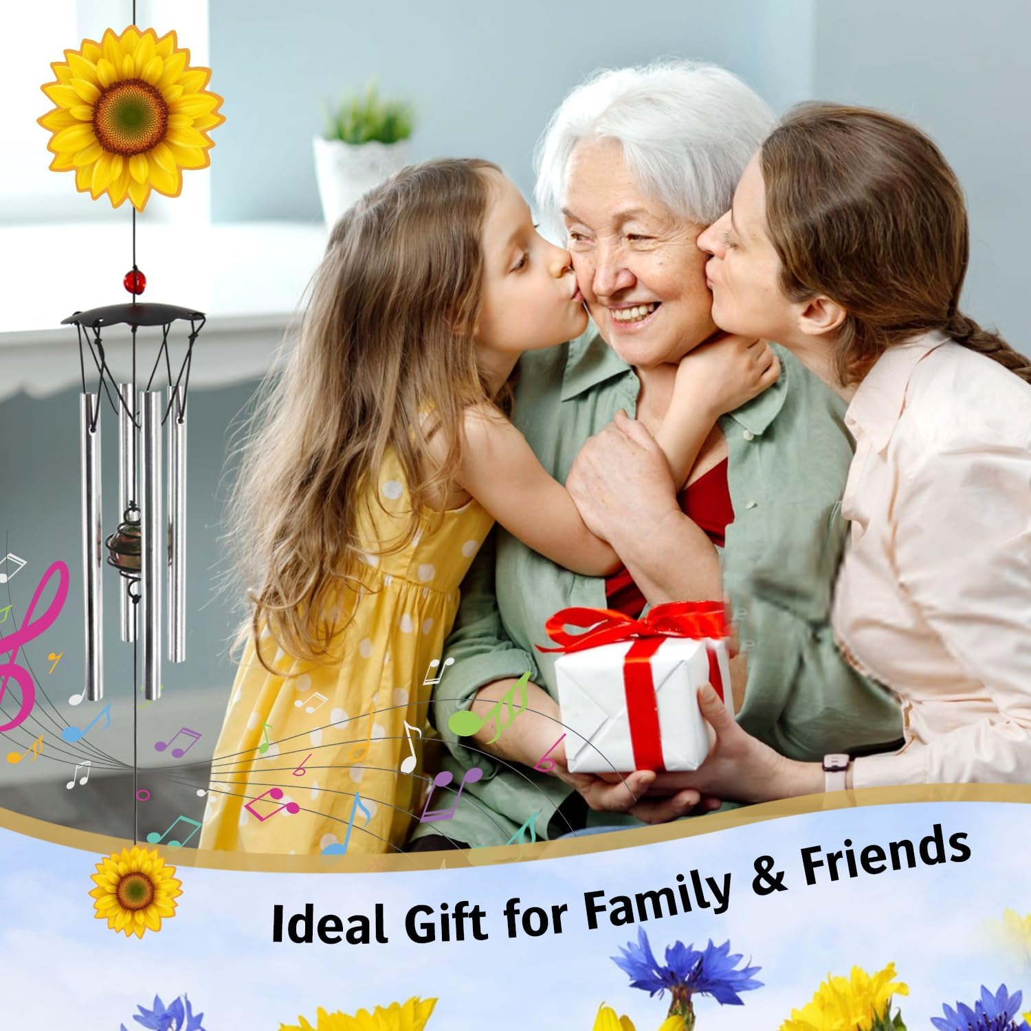 Wind Chimes for Outside Sunflower Wind Chimes Outdoor Home Patio Garden Decor Windchimes Outdoors Gift Ideas for Women Mom Grandma Sisters - Image 6