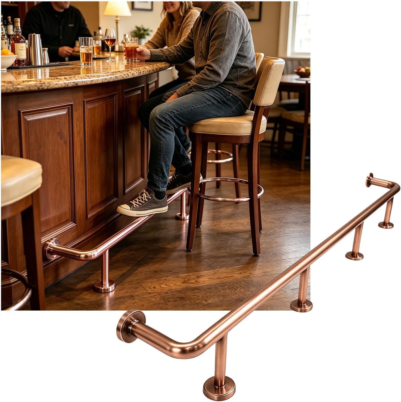 Barre garde-corps de pied rose gold 3,0m kit repose-pieds haut de gamme