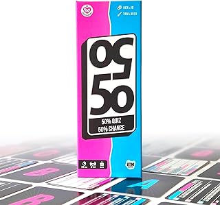 50 50 - Jeu de Société - Quiz Culture Générale Fun - Jeu d’Ambiance dès 14 Ans - Pour Ados et Adultes - A partir de 2 Joueurs - Famille, Soirées, Apéros, Cadeau Drôle et Original - Format Compact
