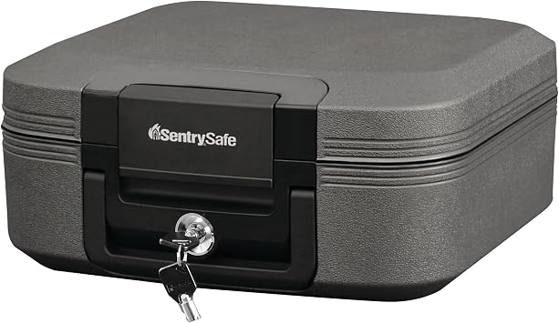Sentry Safe Waterproof Fire-Resistant Chest, 0.28 Cu Ft, 15.4w X 14.3D X 6.6h, Charcoal Gray