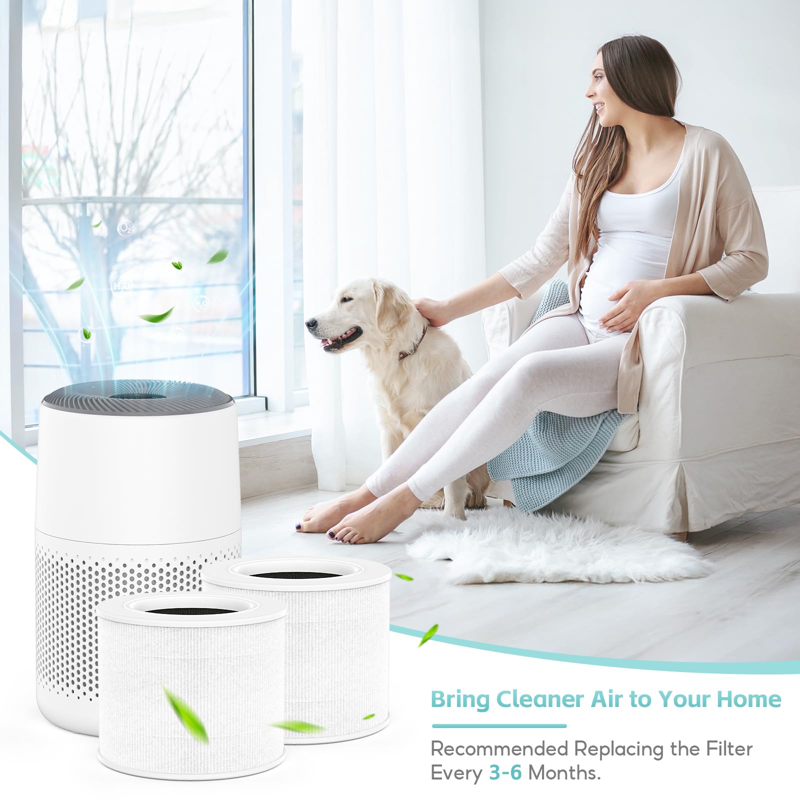 Set di 2 filtri di ricambio per purificatore d'aria LEVOIT Core Mini, filtro 3 in 1 H13 True HEPA con carbone attivo, rif. Core Mini-RF
