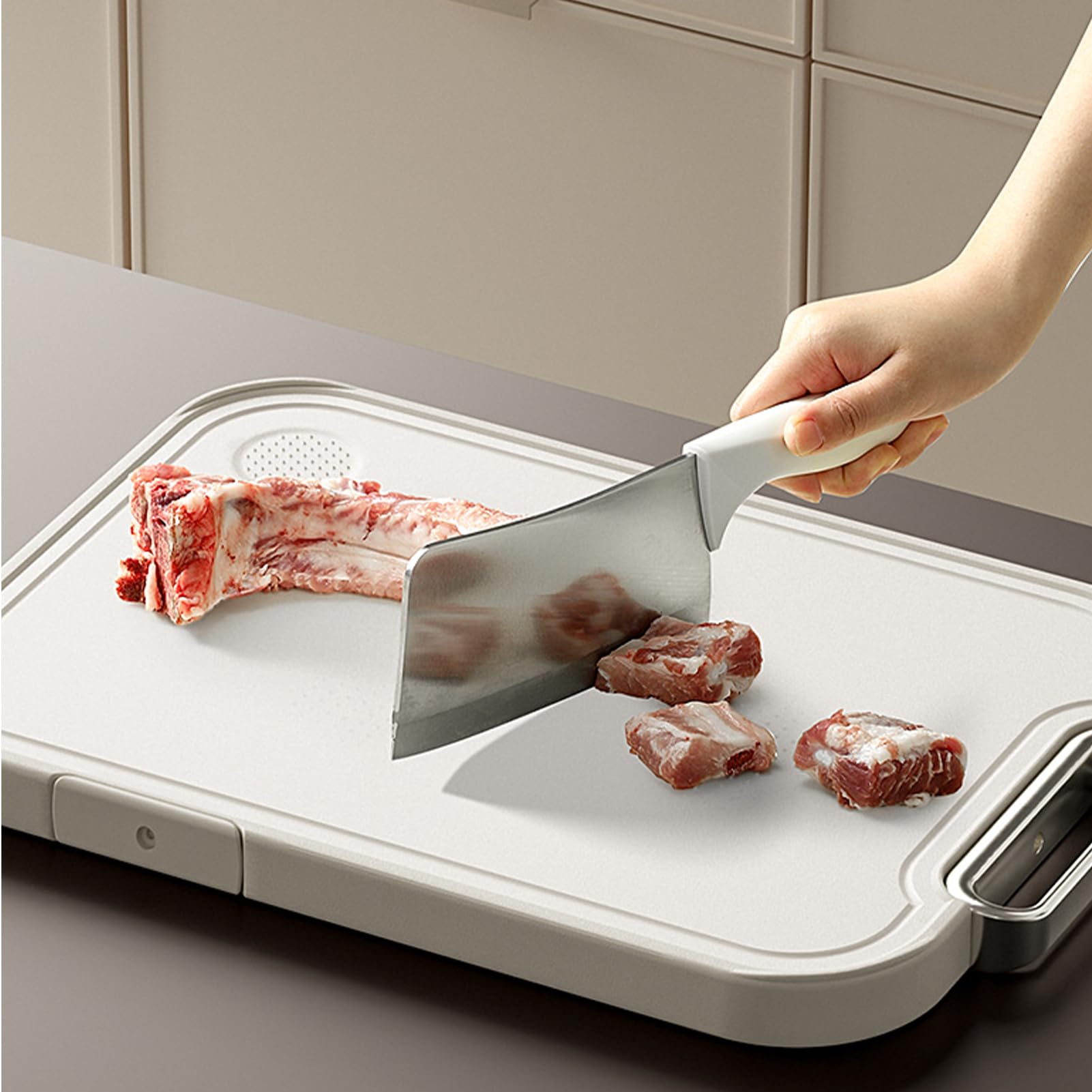Tabla de Cortar de Titanio para Cocina Doble Cara | Tabla para Picar Utensilio para Preparar Carne, Pan, Charcutería, Fruta, Verdura, Comida en Encimera