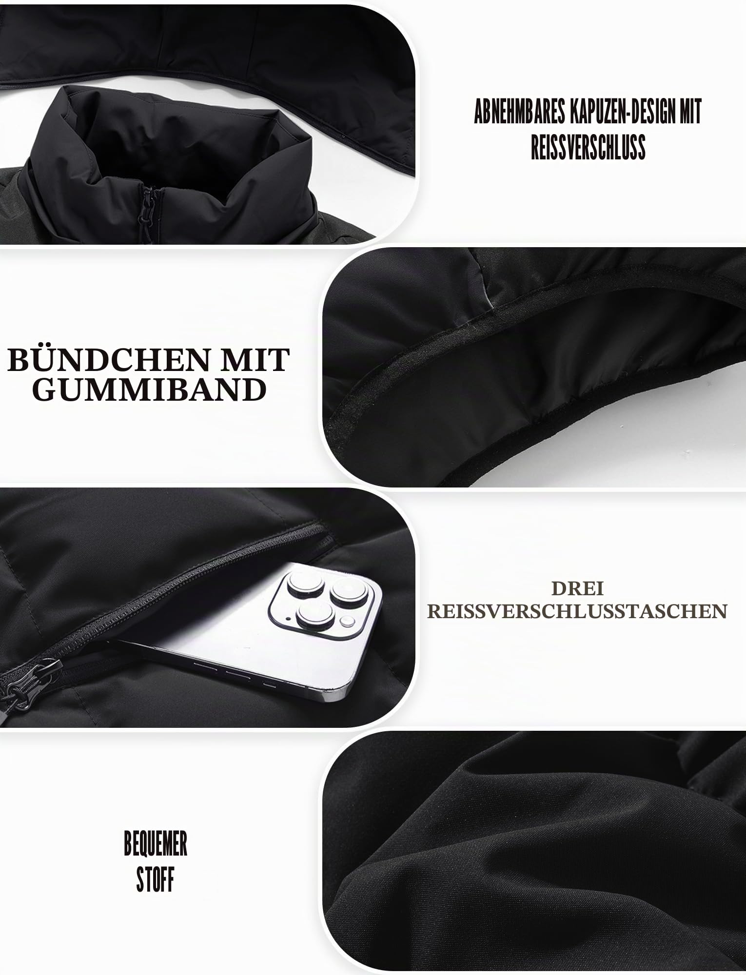 AIEOE Herren Winterweste Casual Farbblock Steppweste Verdickter Thermo Outdoorweste mit Kapuze EU XL