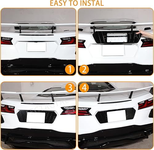 Miniatura 5 de Marco de matrícula trasero compatible con Chevrolet Corvette C8 2020-2025, marco de matrícula de aluminio, inserto de ventilación de parrilla,