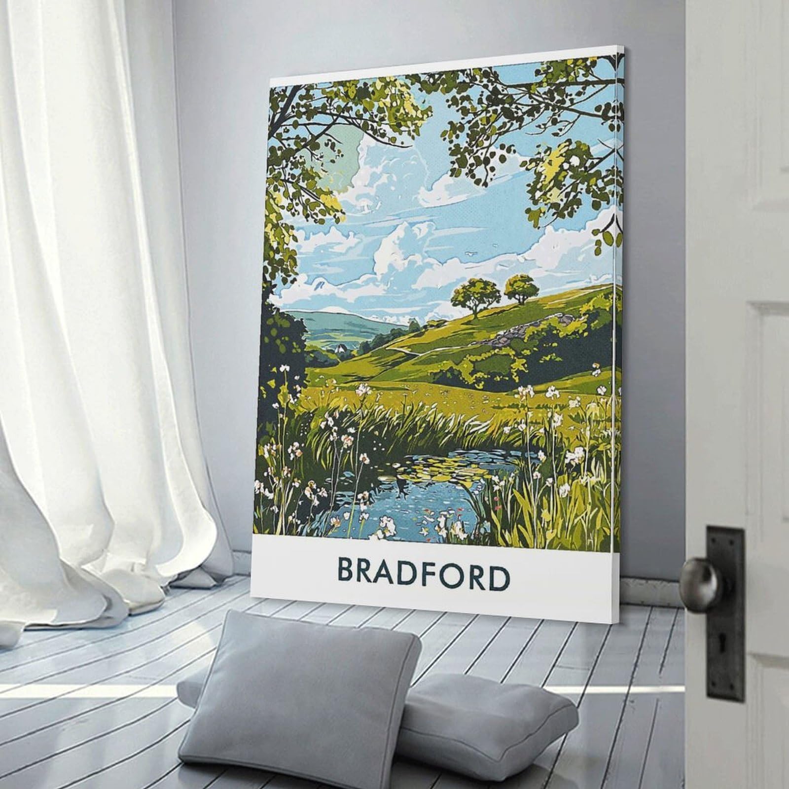 Junmoney Wall Art Print Bradford Landscape, 08x12inch(20x30cm), for Hallway, Bedroom Or Modern Interiors, Thoughtful Wall Decor for Art Lovers