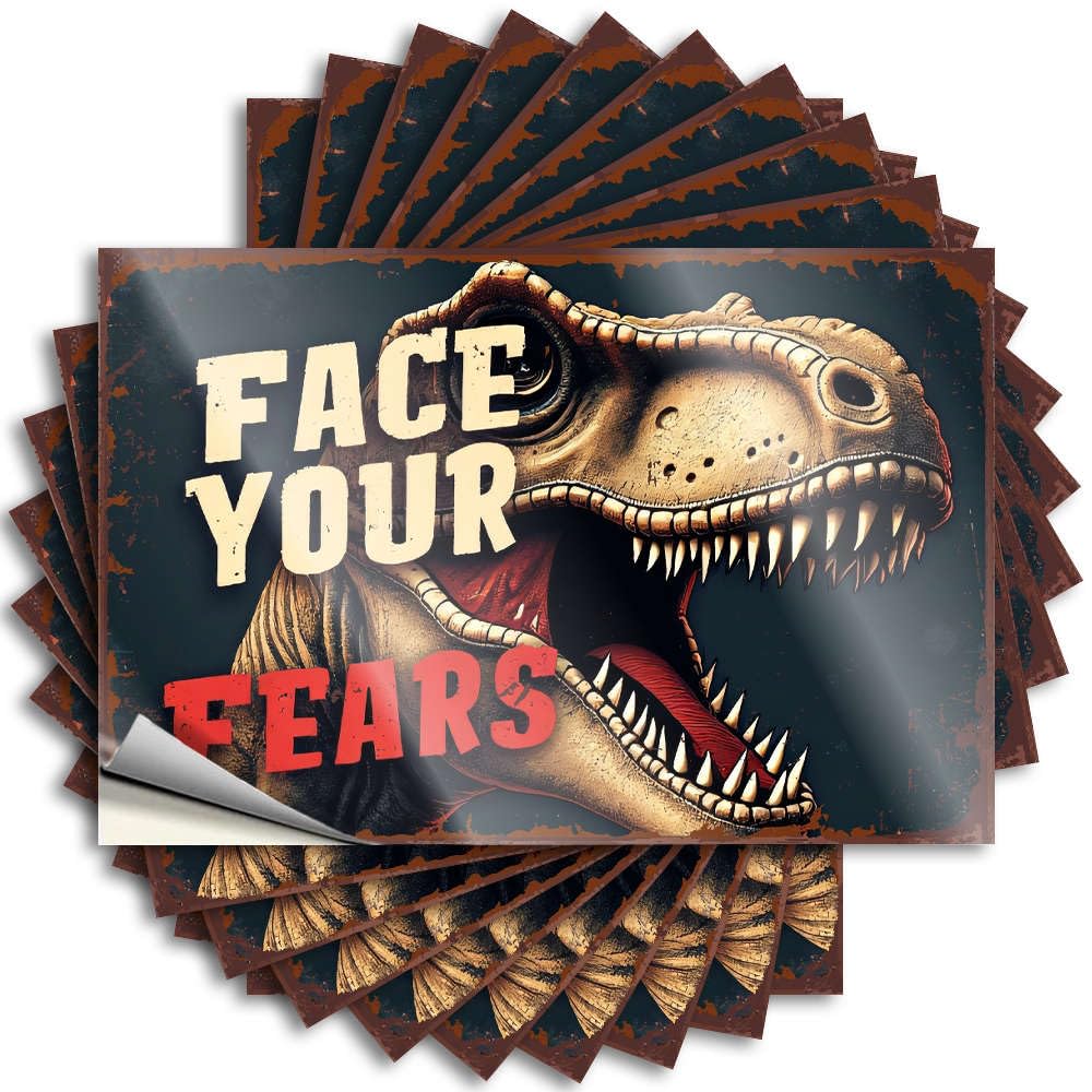 Decals Stitch | Inspirational Bottle Face Your Fears: T-rex Challenge! for Friends(6X9CM)