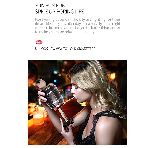 Miniatura 5 de Divertido soporte para cigarrillos, Papá Noel en el barril de madera, estatua, estatua, caja de cigarrillos para fiesta de Navidad, decoración del