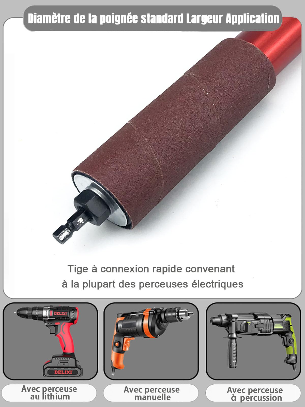banapoy Tambour de Ponçage Portatif en Caoutchouc, Mandrin de Ponçage de 1,5, Adaptateur de Ponceuse à Broche pour Perceuses Colonne et Perceuse électrique, 10 Manchons Ponceuse à Broche
