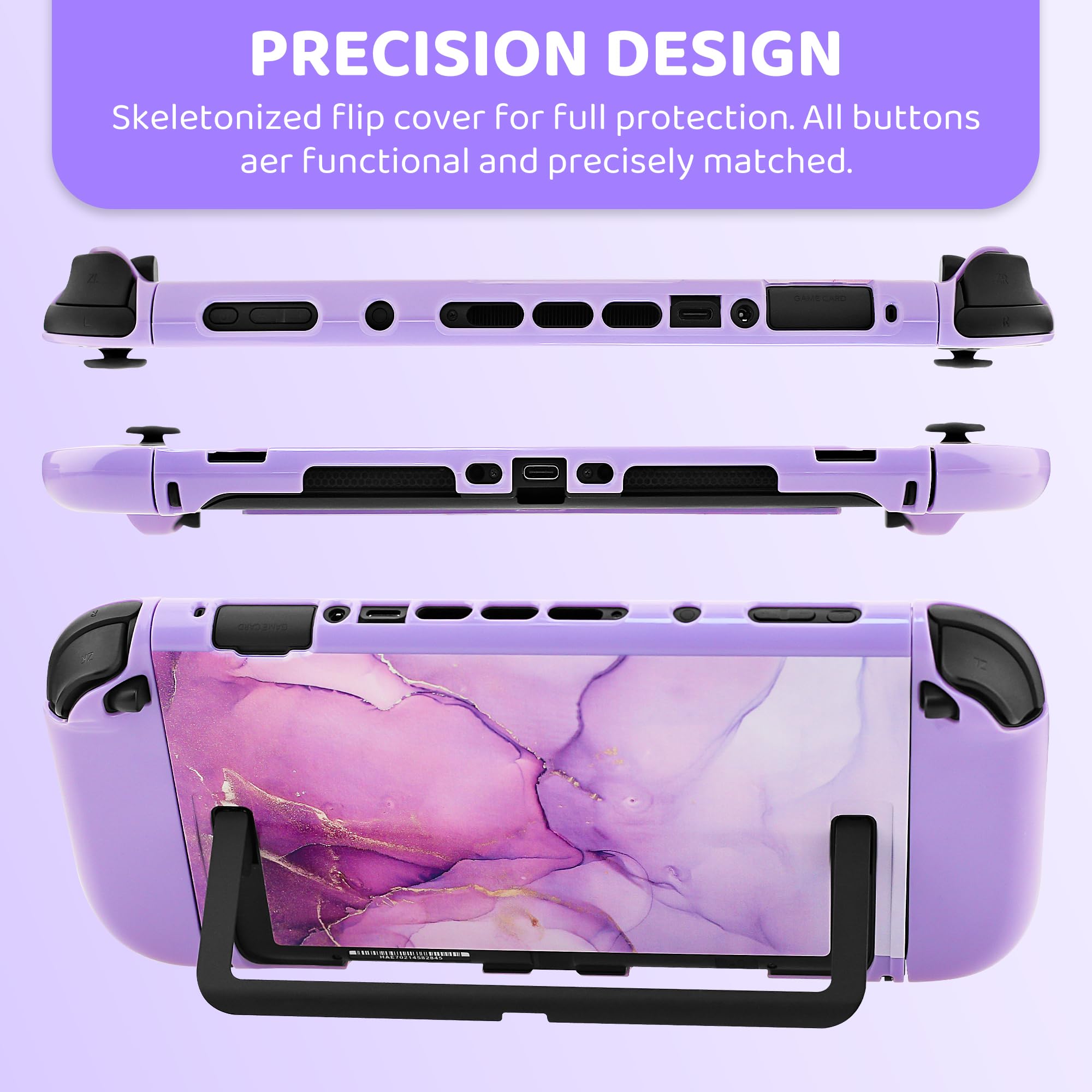 FANPL Custodia carina per Nintendo Switch 2, custodia da viaggio per Switch 2 con pelle rigida glitterata, cinturino regolabile, pellicola proteggi schermo, tappi per impugnatura per pollice (marmo