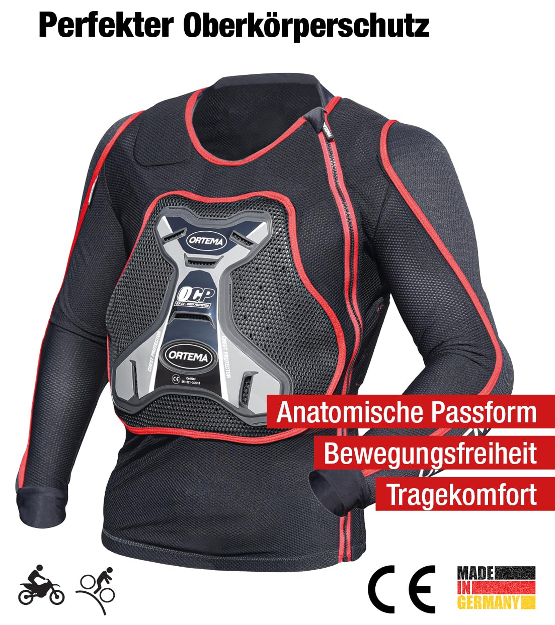 ORTEMA ORTHO-MAX Jacket DUO (M) - Protektorenjacke für den optimalen Rundumschutz - Schützt die Wirbelsäule, Brust, Schultern und Ellenbogen - Motocross/Enduro