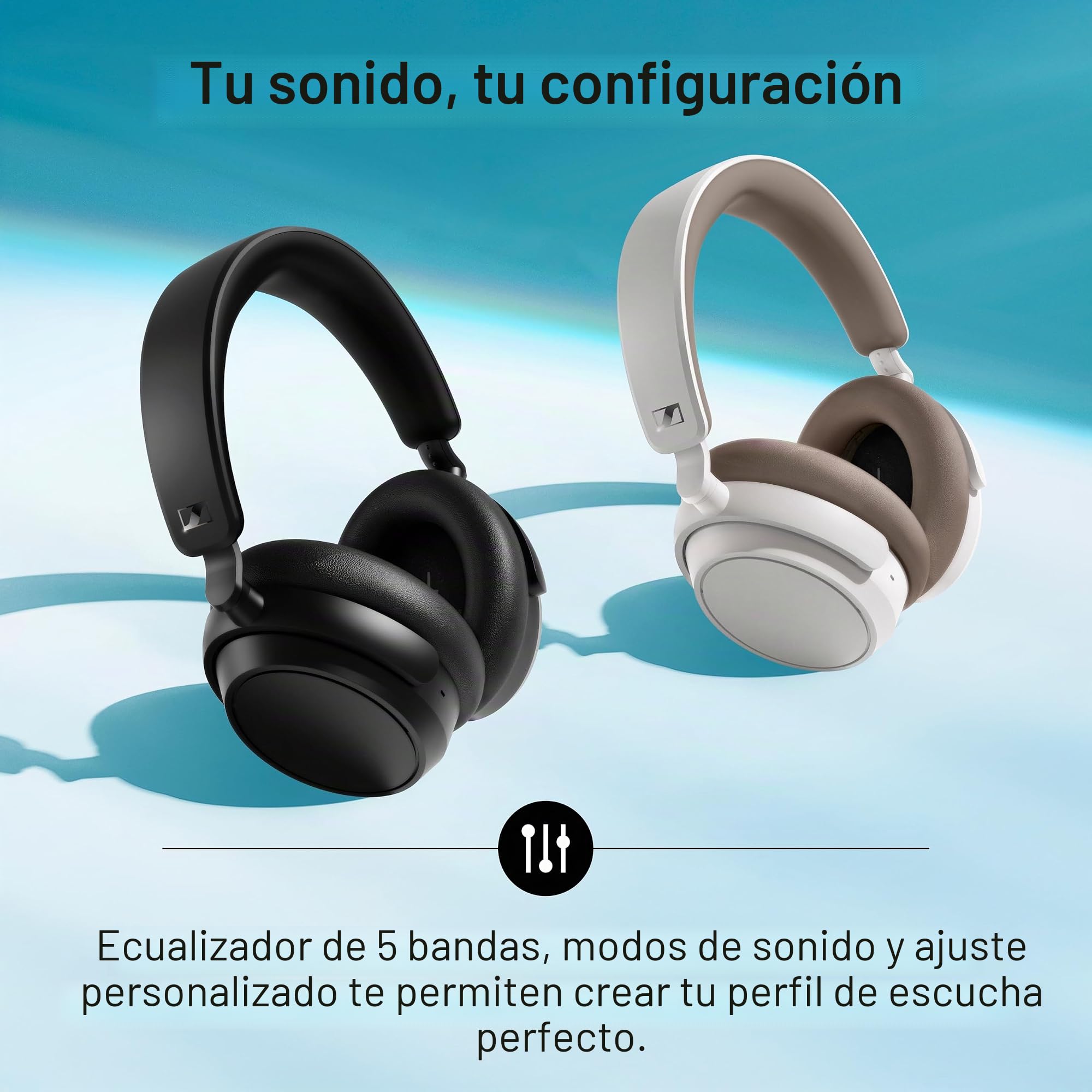 Sennheiser ACCENTUM Plus - Auriculares Bluetooth inalámbricos, función de Carga rápida, batería de 50 Horas de Tiempo de reproducción, ANC híbrido Adaptable, Color Blanco