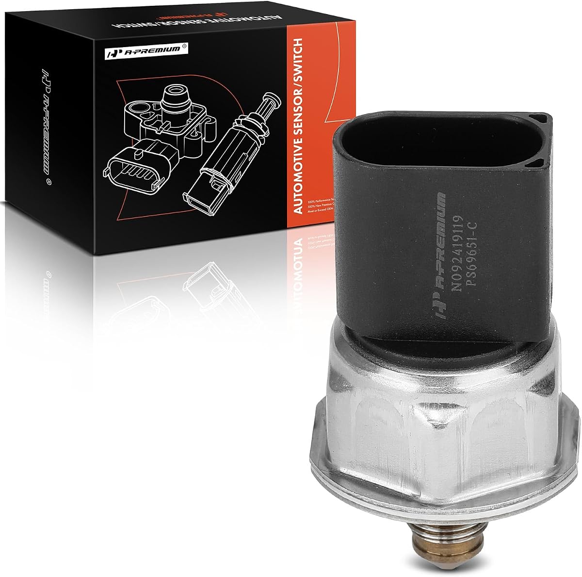 A-Premium Fuel Injection Pressure Sensor Compatible with Volkswagen & Audi | for Volkswagen Jetta 2013-2018, Passat 2016-2017, Beetle 2014-2016, Arteon 2019-2020, GTI 2015-2018 & Audi A3, TT Quattro
