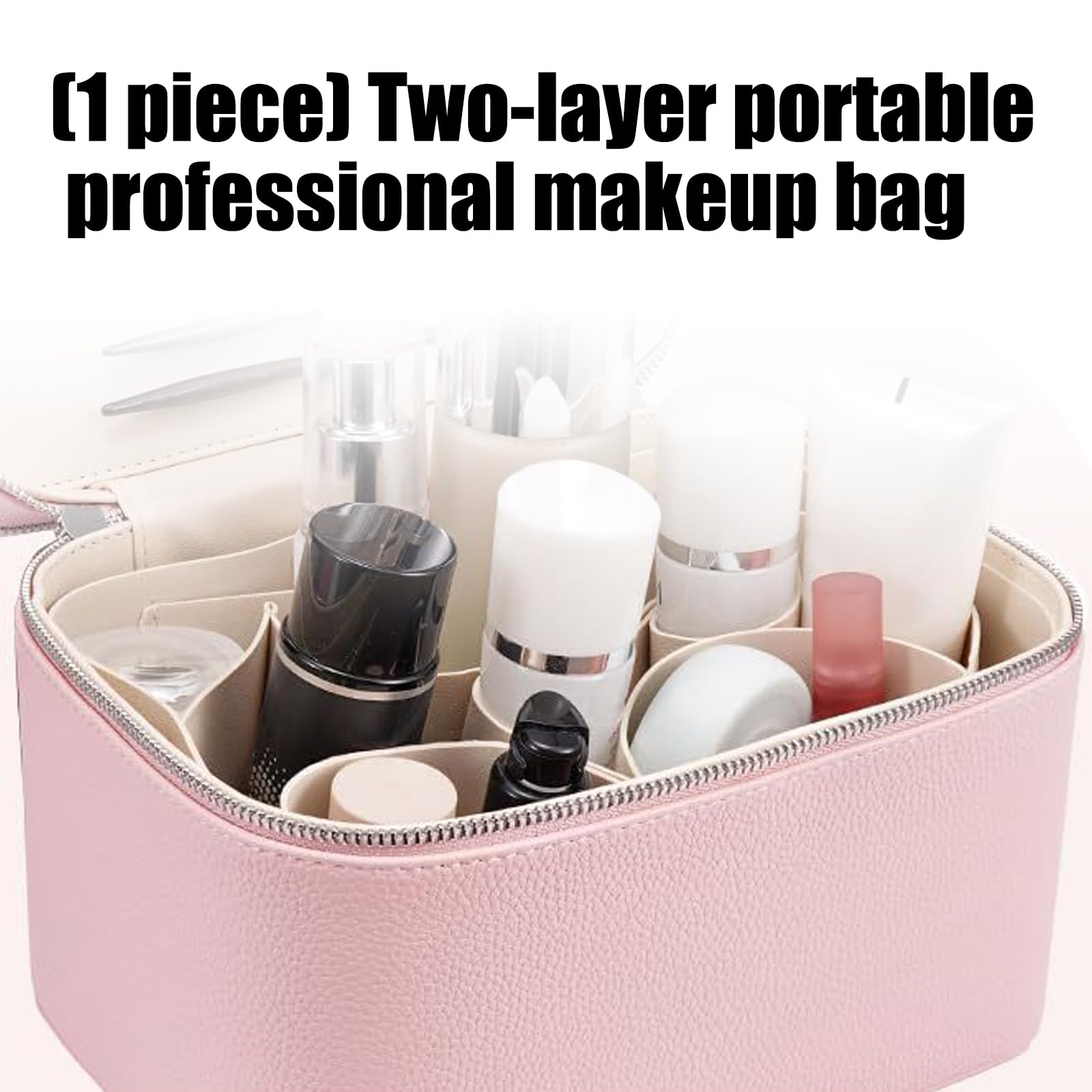 Estuche para cosméticos de PU de Calidad Que Proporciona un Amplio Espacio para Todos Sus Accesorios de Belleza Durante los Viajes Estuche para cosméticos con Soporte para brochas