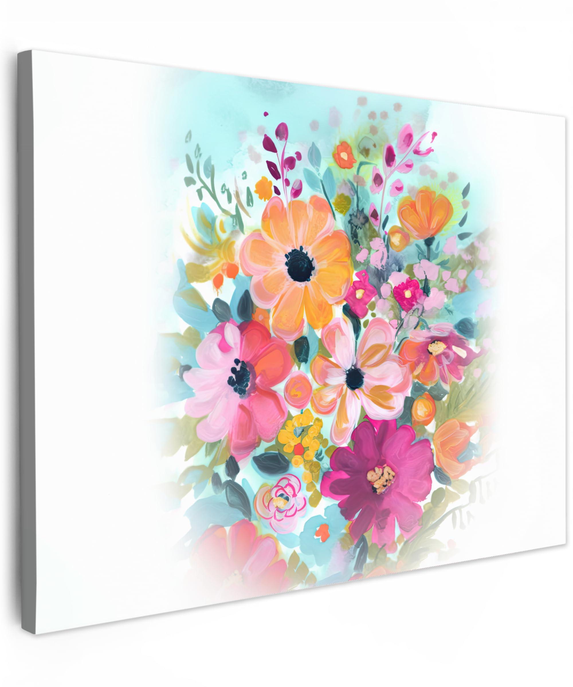 MuchoWow© Canvas Wall Art Work 31"x24" / 80x60 cm House Decoration for Living Room Home Decor Pictures Walls Flowers - Colours - Bouquet - Nature — image 1