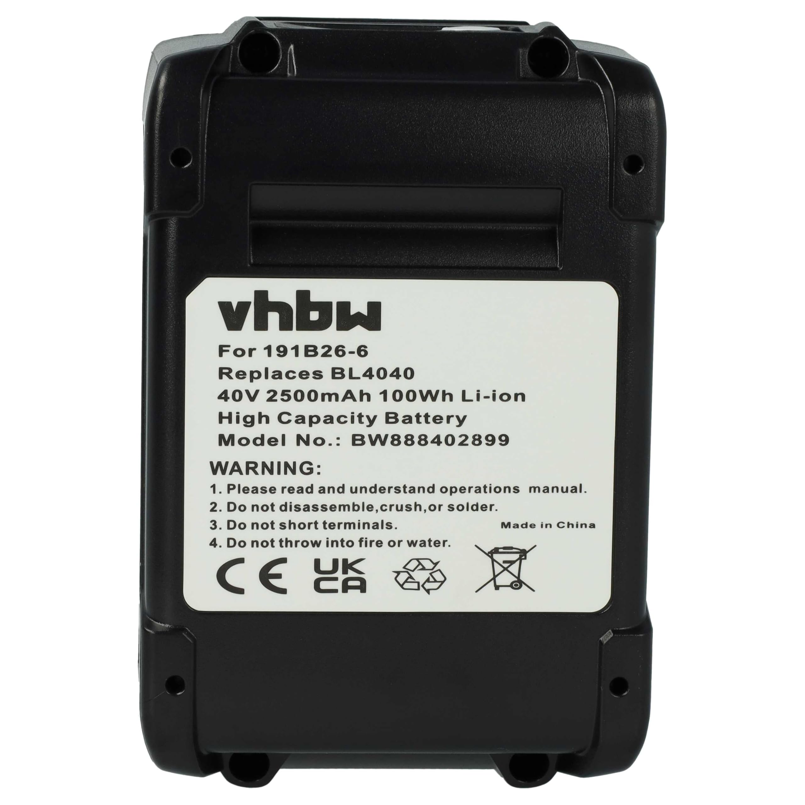 vhbw 2X batería Compatible con Makita TD001G | TW004G, TW005G, TW004GZ, TW001G, SP001GZ, TW005GZ, TW001GZ herramienta (2500 mAh, Li-Ion, 40 V)