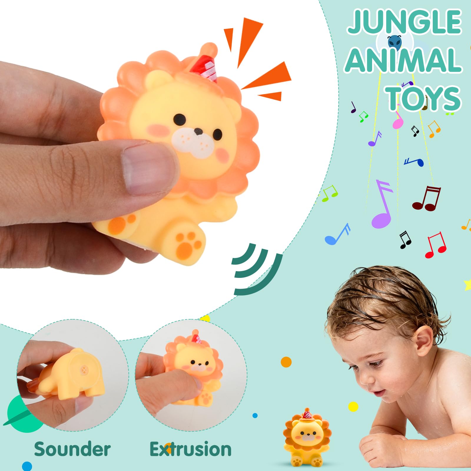Giochi Bagnetto, 16 Pezzi Giocattoli da Bagno per Bambini con Tazza a Cascata Barchette da Bagno Impilabili e Giocattoli Animali Giungla,Giocattolo a Acqua per Bagno, Piscina, Spiaggia