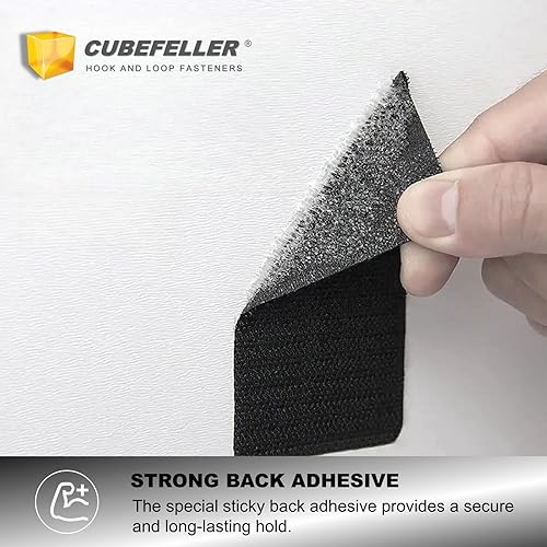 Miniatura 4 de cubefeller Tiras de gancho y bucle de 4 x 2 pulgadas con adhesivo (9 juegos), color negro, cinta adhesiva de resistencia industrial resistente, para