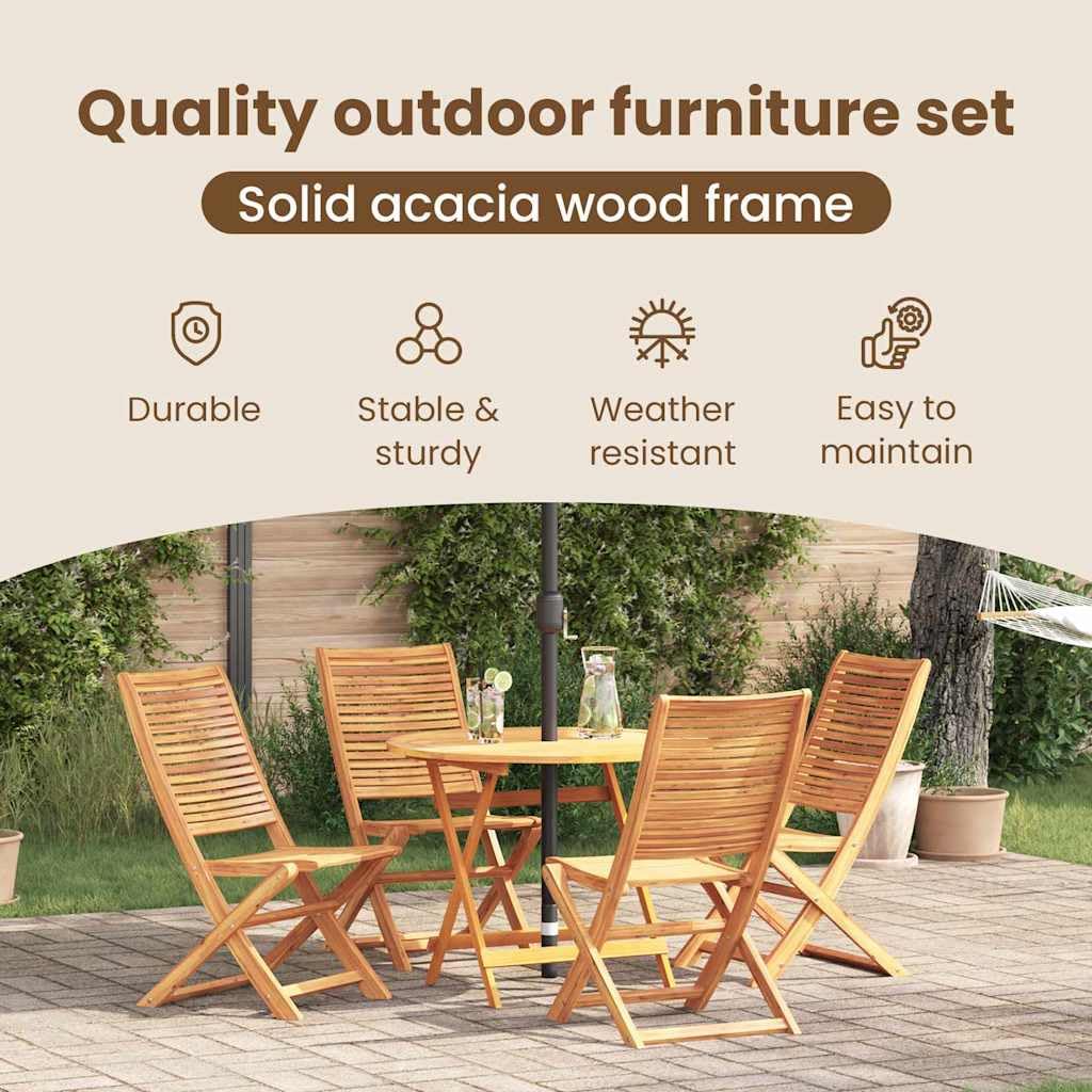 vidaXL Set da Pranzo per Giardino 5 pcs Marrone, Set da pranzo all'aperto, tavolo in acacia rustica, arredo giardino e terrazza, posti resistenti alle intemperie