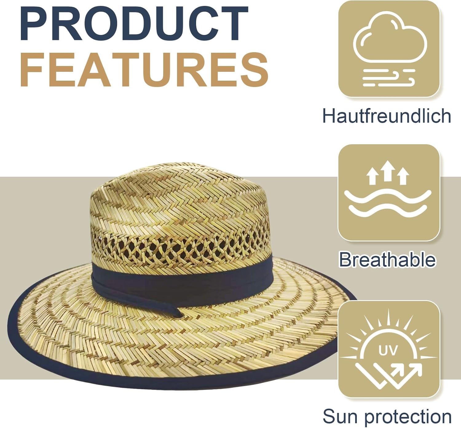 Safari Straw Hat Wide Brim Beach Hat Sun Protection Hat Travel Fishing with Lanyard for Men and Women - Image 4