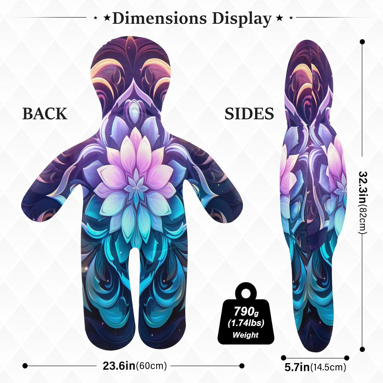 Blue Mandala(2) Human-Shaped Pillow Soft Body Pillows Washable Velvet Pillows for Anxiety Relief Sleeping Cuddling & Support