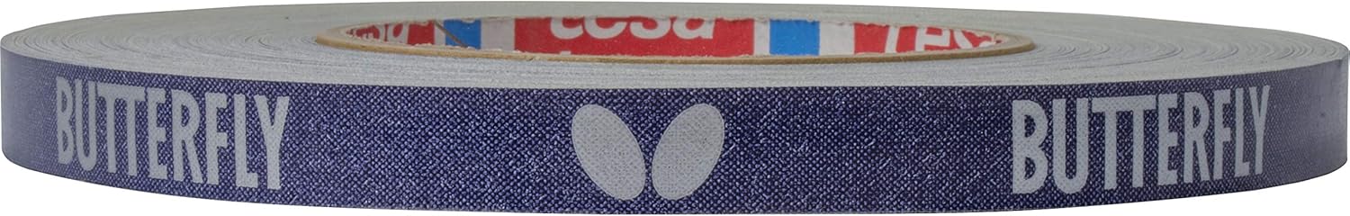 Butterfly Side Tape to Protect The Edges of Your Rubber and Blade for Table Tennis Paddles - Color Blue/Silver - Width 12mm - Rolls Come in 10m (20 Rackets) and 50m (100 Rackets)