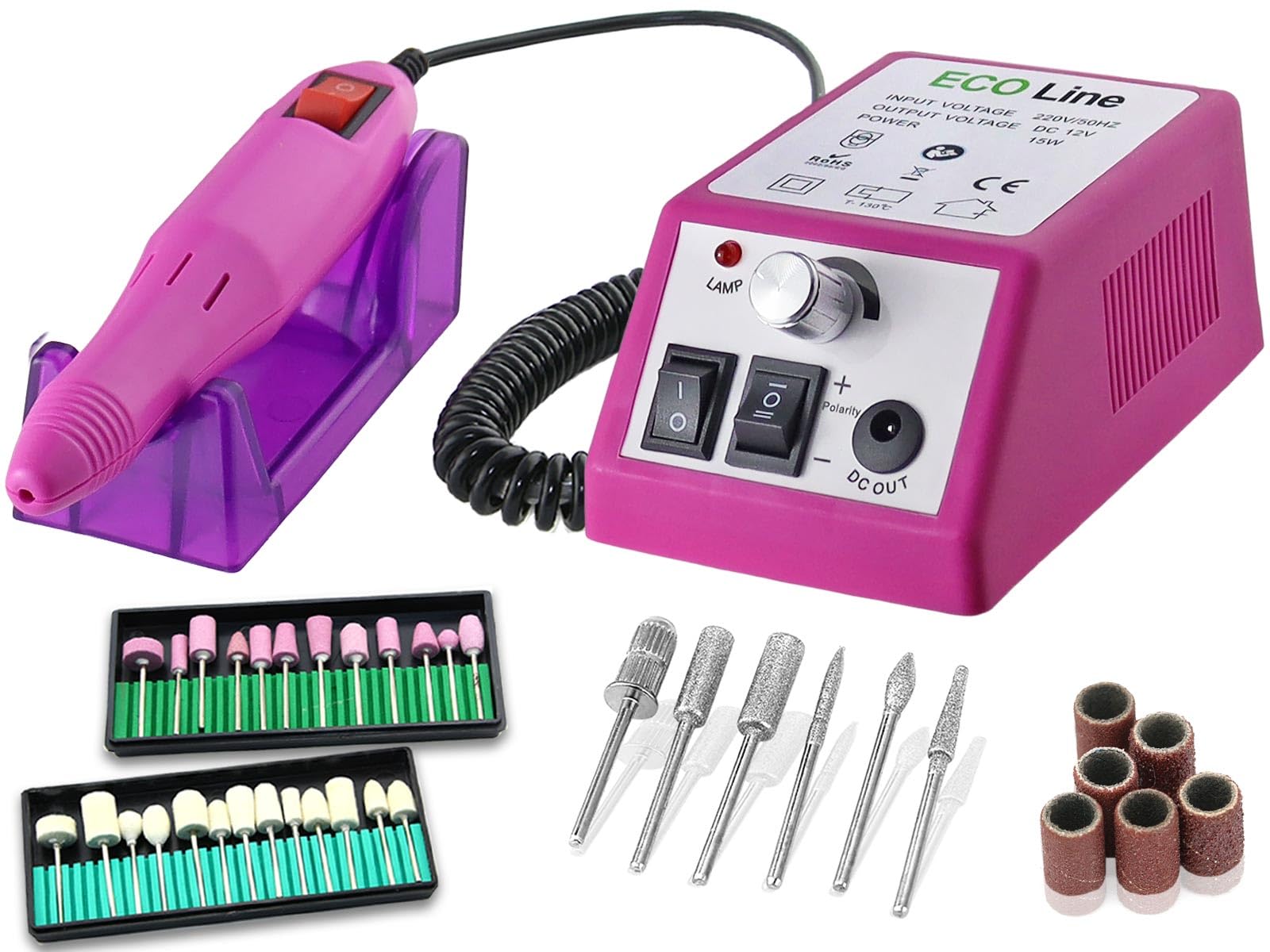 Fußpflege-Set Maniküre Fräser Kombi Fußpflegegerät Nagelfräser Schleifgerät | Hornhautentferner elektrisch mit Diamantschleifer und viel Zubehör