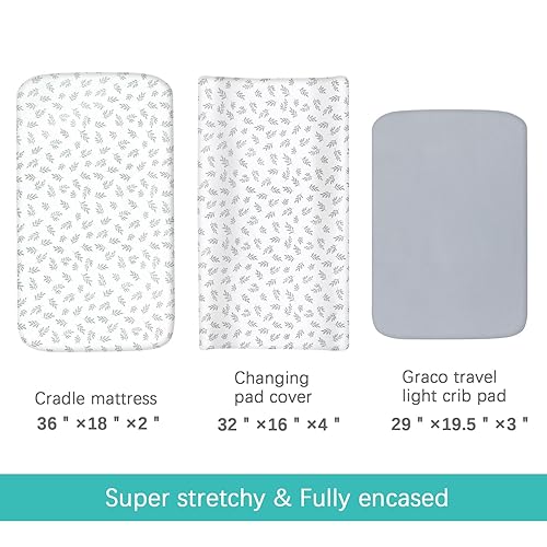 Miniatura 4 de Funda para cambiador, paquete de 4 fundas para cambiador de pañales, sábanas ajustables para cambiador de bebé de 32 x 16 pulgadas, sábanas de cuna