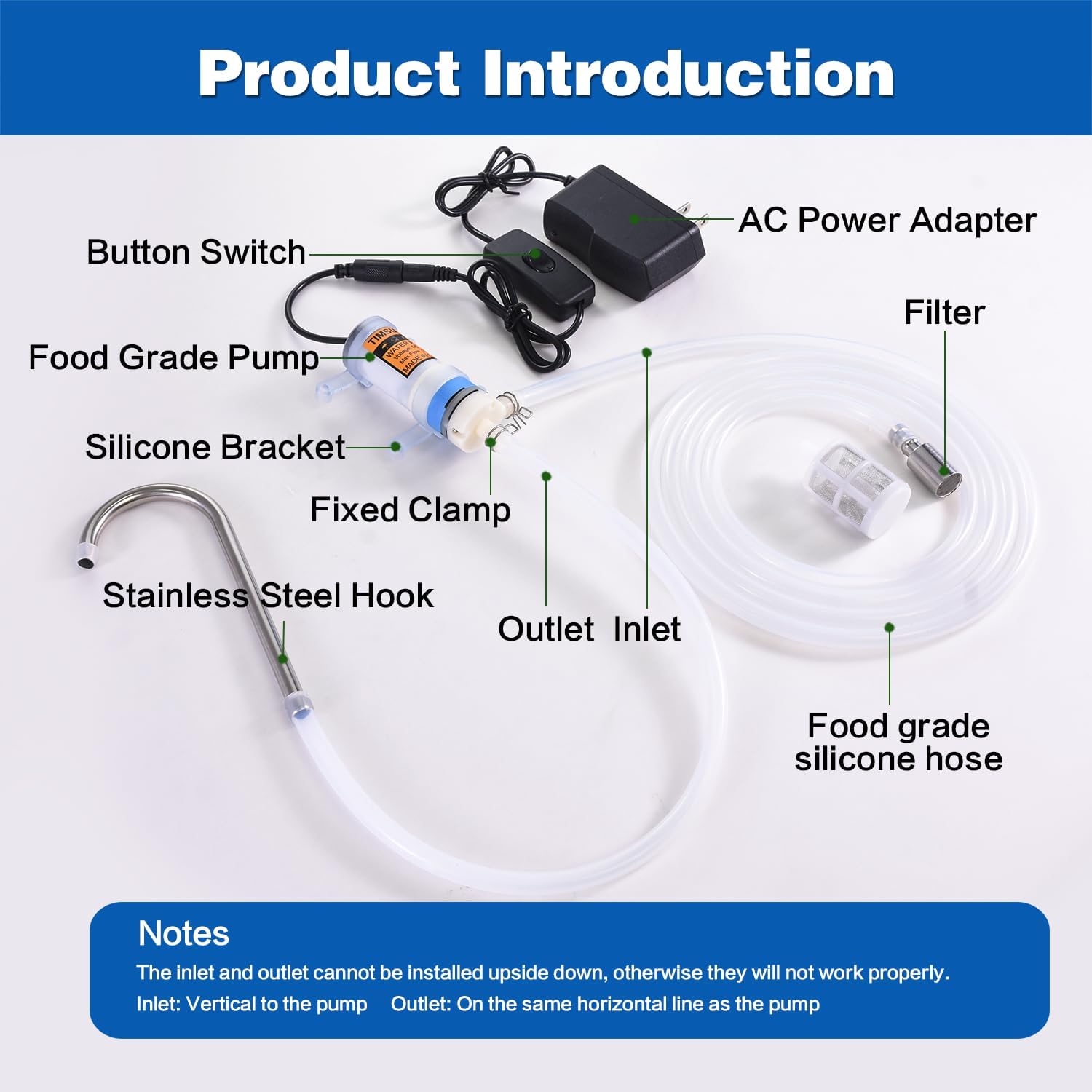 Food Grade Small Electric Water Transfer Pump 100-240V for Ice Maker,Coffee Machine and Water Dispenser,Auto Siphon Mini Self Priming Pumps for Bottling Wine,Beer and Kombucha,1.2L/Min,Low Noise