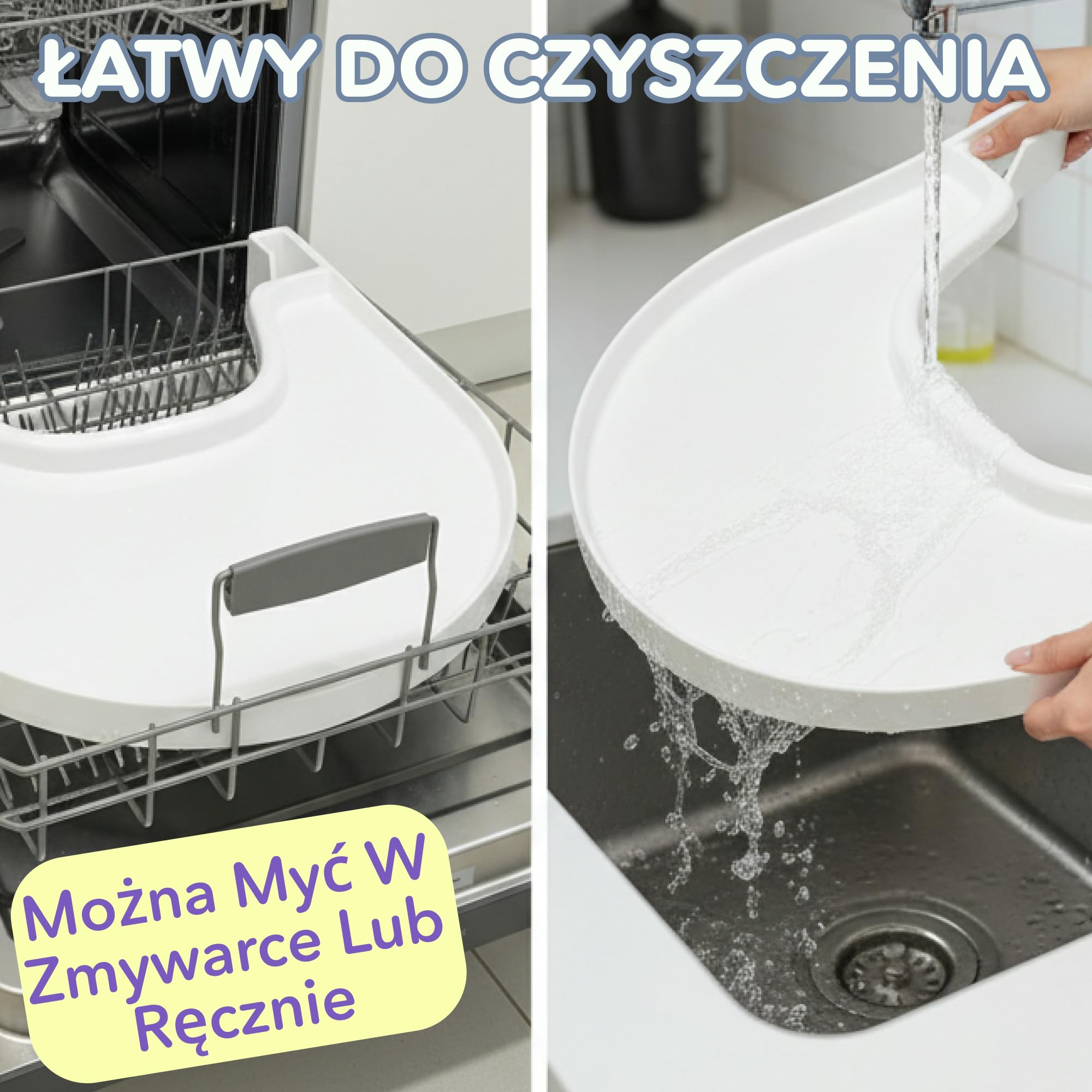 Taca do krzesełka Stokke Tripp Trapp – Biała – Bez zestawu Baby Set. Antypoślizgowa powierzchnia dla przyssawek. Zatrzask. Bez BPA