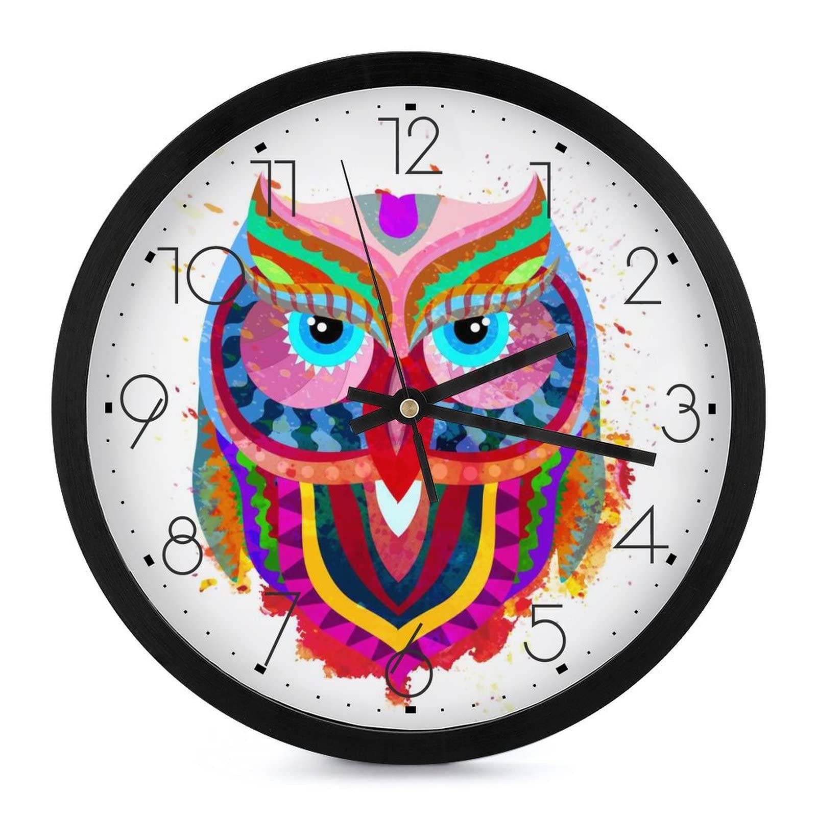 Horloge murale ronde hibou grands chiffres 25cm decoration salon cuisine chambre