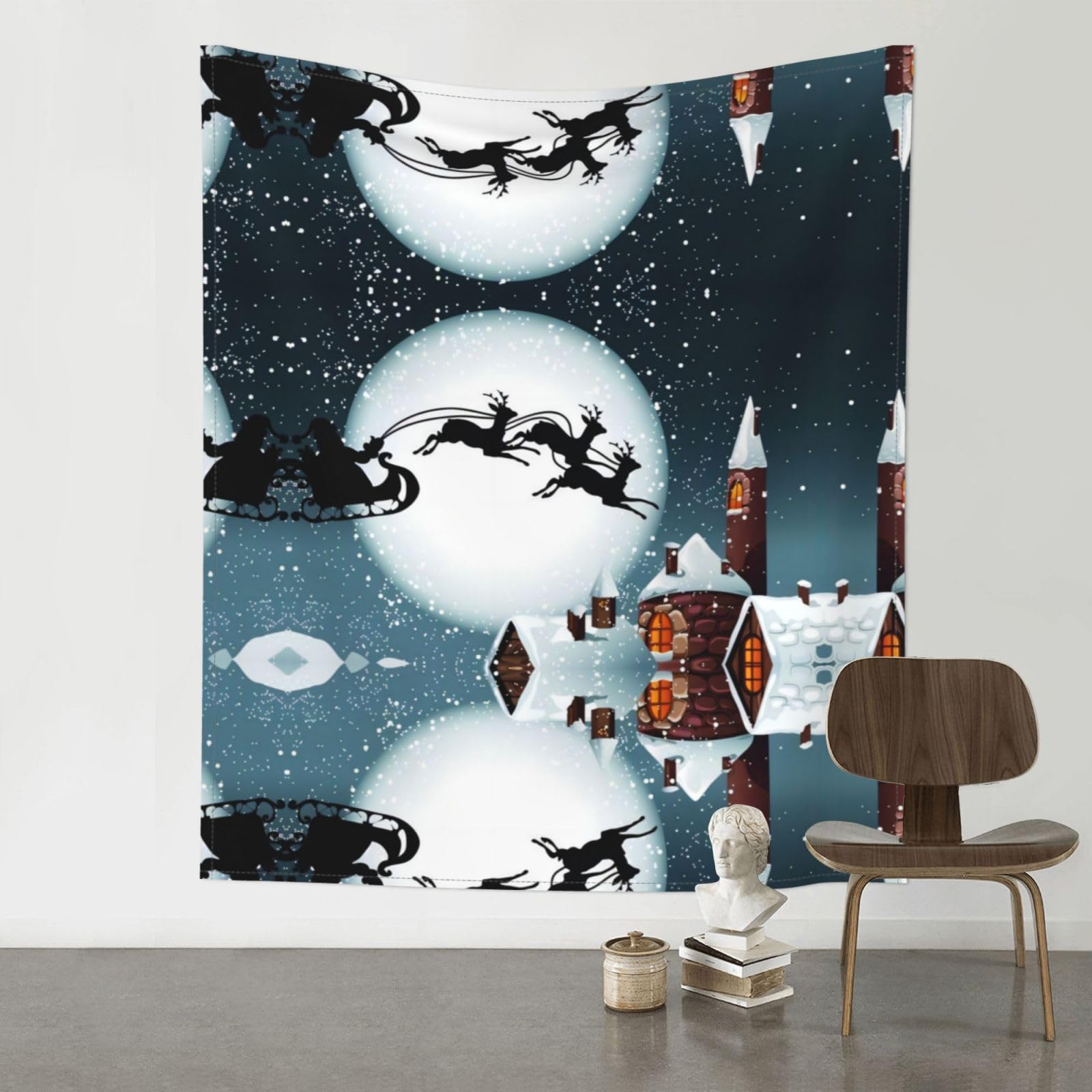 YYHWHJDE Christmas Deer Santa Claus Prints 60x51in Wall Tapestry – Boho Decor Throw Blanket for Bedroom, Dorm, Beach Cover, Picnic & More
