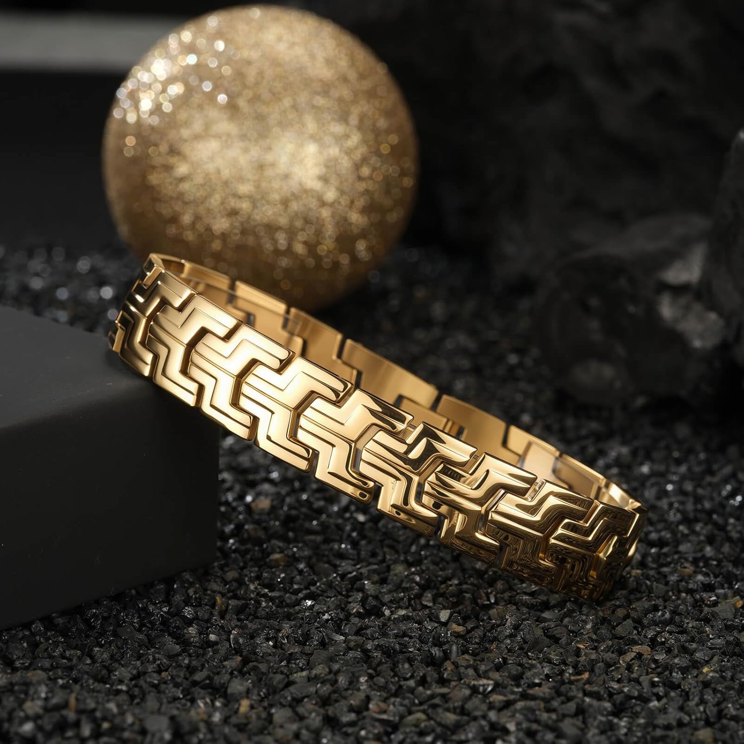 Men Bracelet Stainless Steel men black bracelet Link diamond silver bracelet blue particles jewelry Men chain Gift Boxes - Image 4