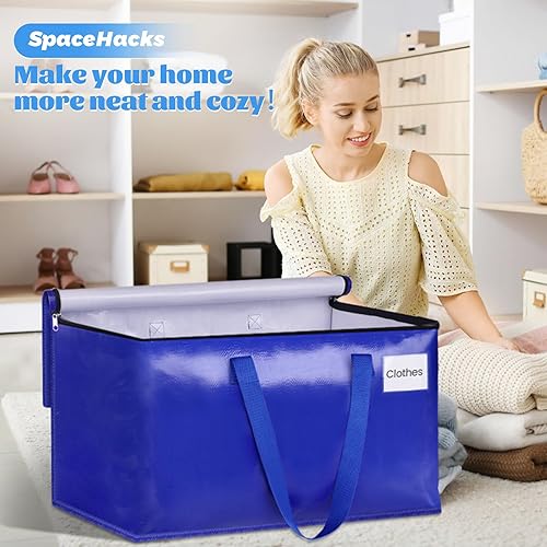 Miniatura 3 de SpaceHacks Paquete de 2 bolsas de mudanza resistentes de 93L, cajas de mudanza con asas reforzadas y cremalleras de alta calidad, bolsas de