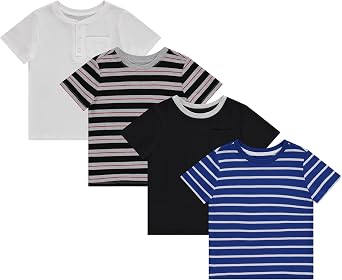 STITCH & STONE Boys 4 Pack Graphic Tees Comfortable Stylish T-Shirts for Ages Size 4-14