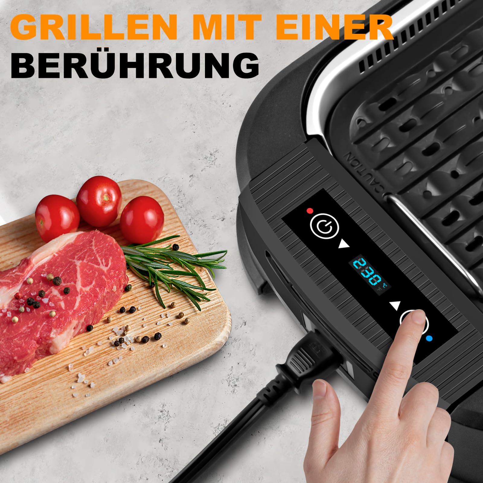 CUSIMAX Elektrogrill Tischgrill 1500W mit Deckel, Antihaftbeschichtung Grillplatte & Griddleplatte, Smokeless Grill mit Einstellbarer Thermostat