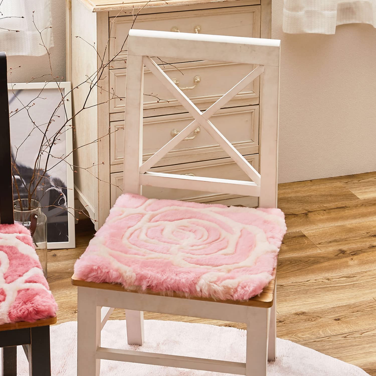 Amazon.co.jp: 萩原 ムートン クッション 座布団 ピンク 約40