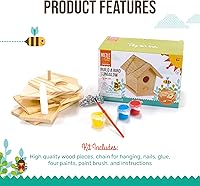 Vista 3 de Toysmith - Beetle & Bee - Build A Bird Bungalow - Juego de manualidades de bricolaje para niños, para exteriores, 6 x 4 x 6 pulgadas, herramientas