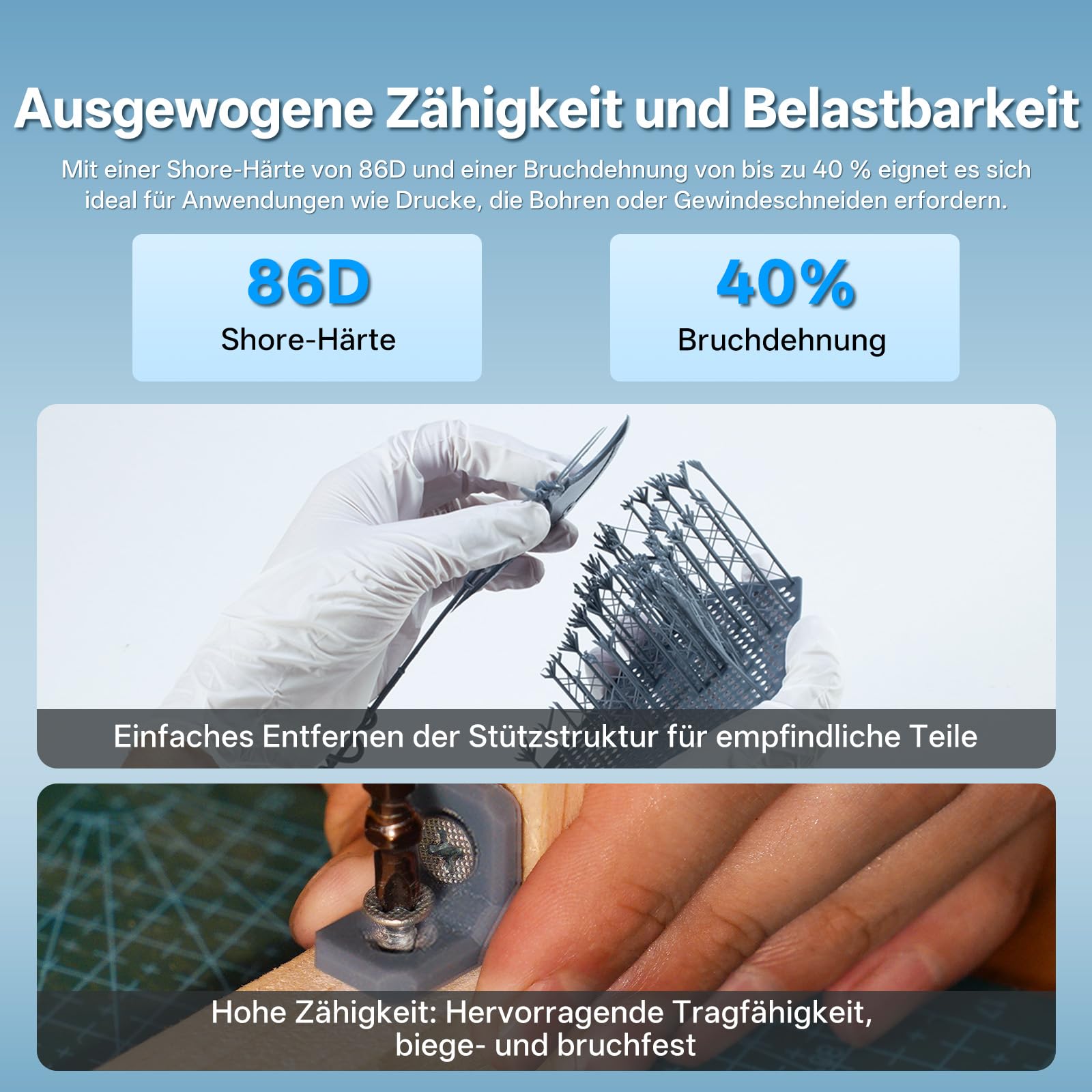 ANYCUBIC Wasser Waschbares ABS-Like Resin 3.0, 3D Drucker Resin Geruchsarm, Hohe Härte und Zähigkeit, 405nm UV-härtendes Harz für alle Resin 3D Drucker, Grau 1000g