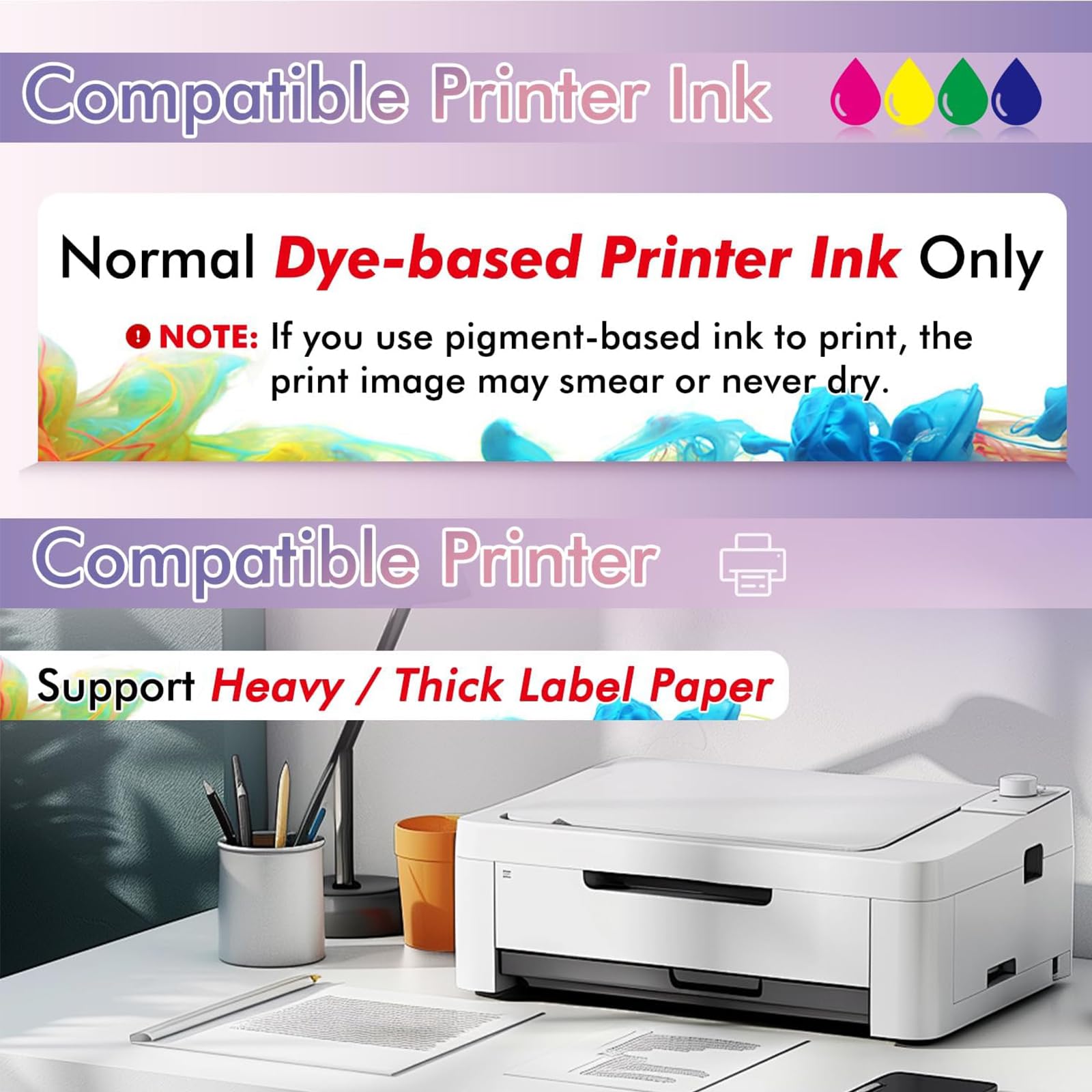 Papier Autocollant Vinyle Imprimable A4 (Blanc Lisse) | pour Imprimante À Jet D'encre et Laser, 21x29.7 cm, Imperméable, Découpe Arbitraire, Support Adhésif (20 Feuilles)