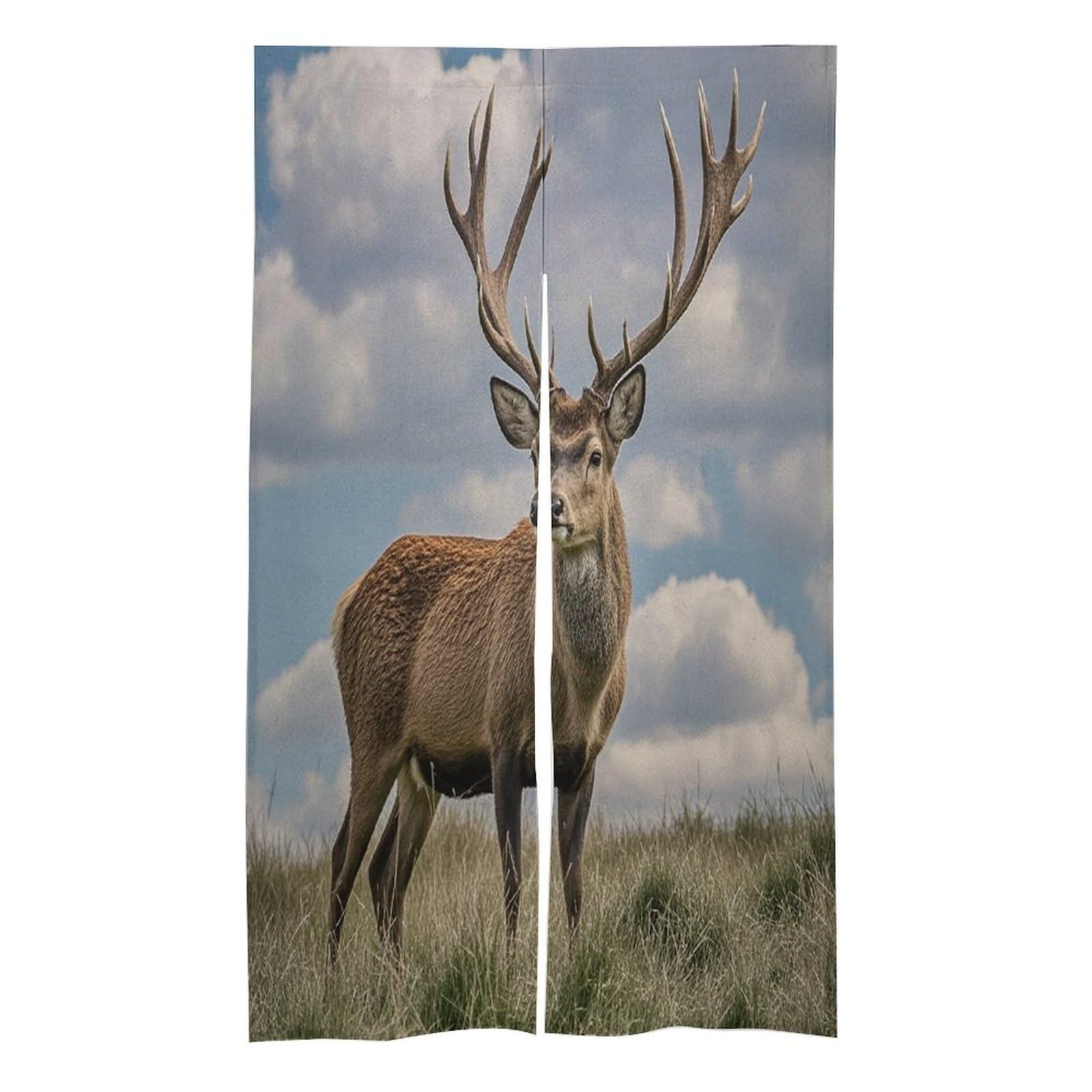FekiLoot Elk Door Curtain Splice Japanese Style Theme Blackout Doors Cover Hemp Door Tapestry Temperature Protection Barrier Doors Screen for Various Rooms 17W X 57L Inch