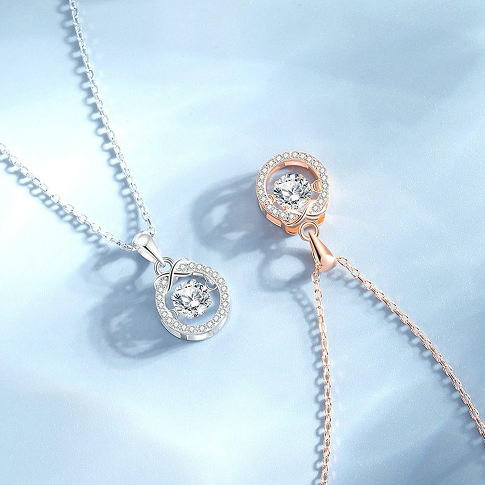 Platinum Infinity Naszyjniki dla kobiet Diament, Topaz Naszyjnik Platinum Pt950 Pływające ustawienie nieskończoności dla dziewczyny, diament