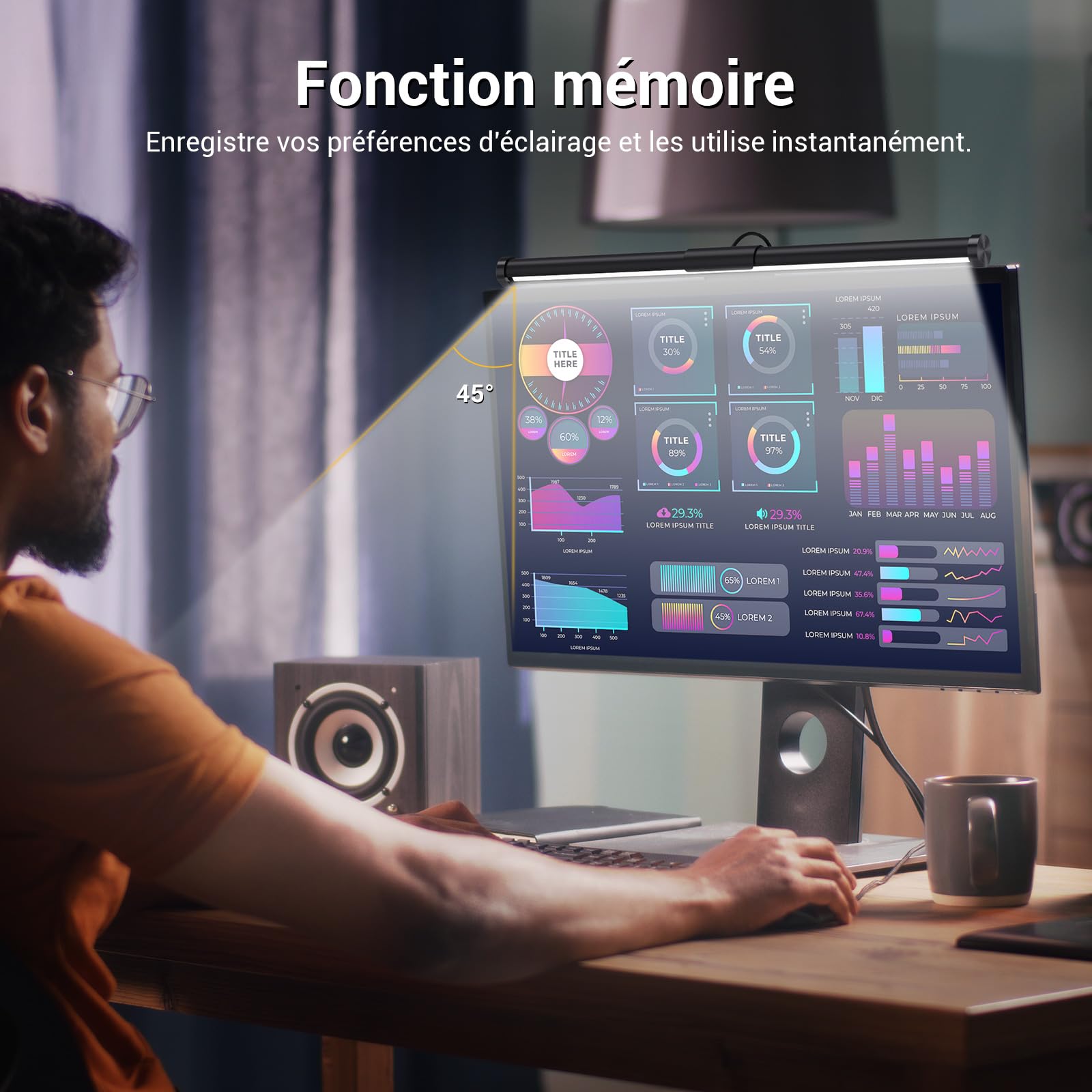 LED Lampe Écran PC, USB Monitor Light Bar avec Contrôle Tactile, 5 Luminosité et Température de Couleur Réglable, Soins Oculaires Pour Bureau Gaming Lecture Maison Cadeau Pratique Réfléchie